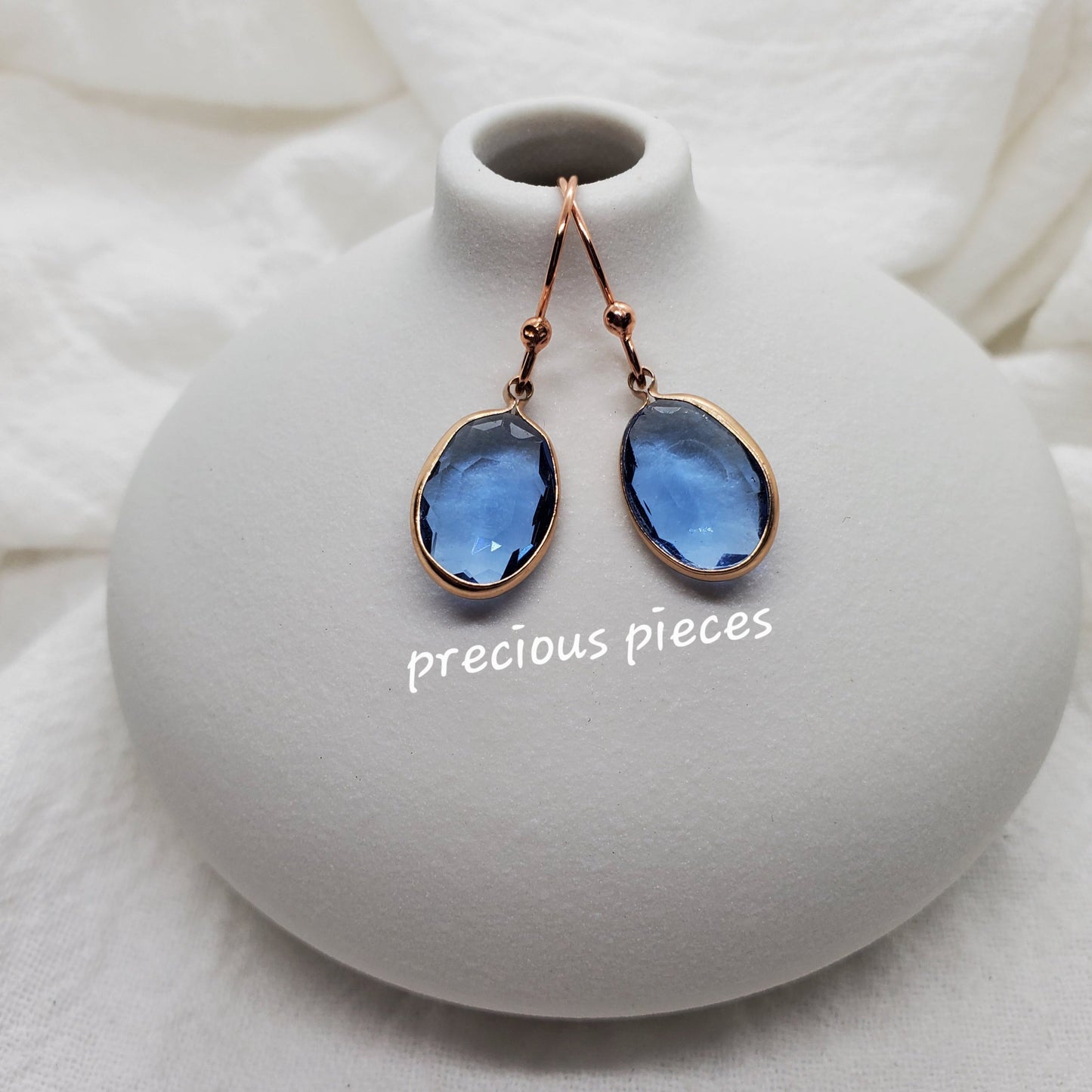 Blue Gem Drop Earrings