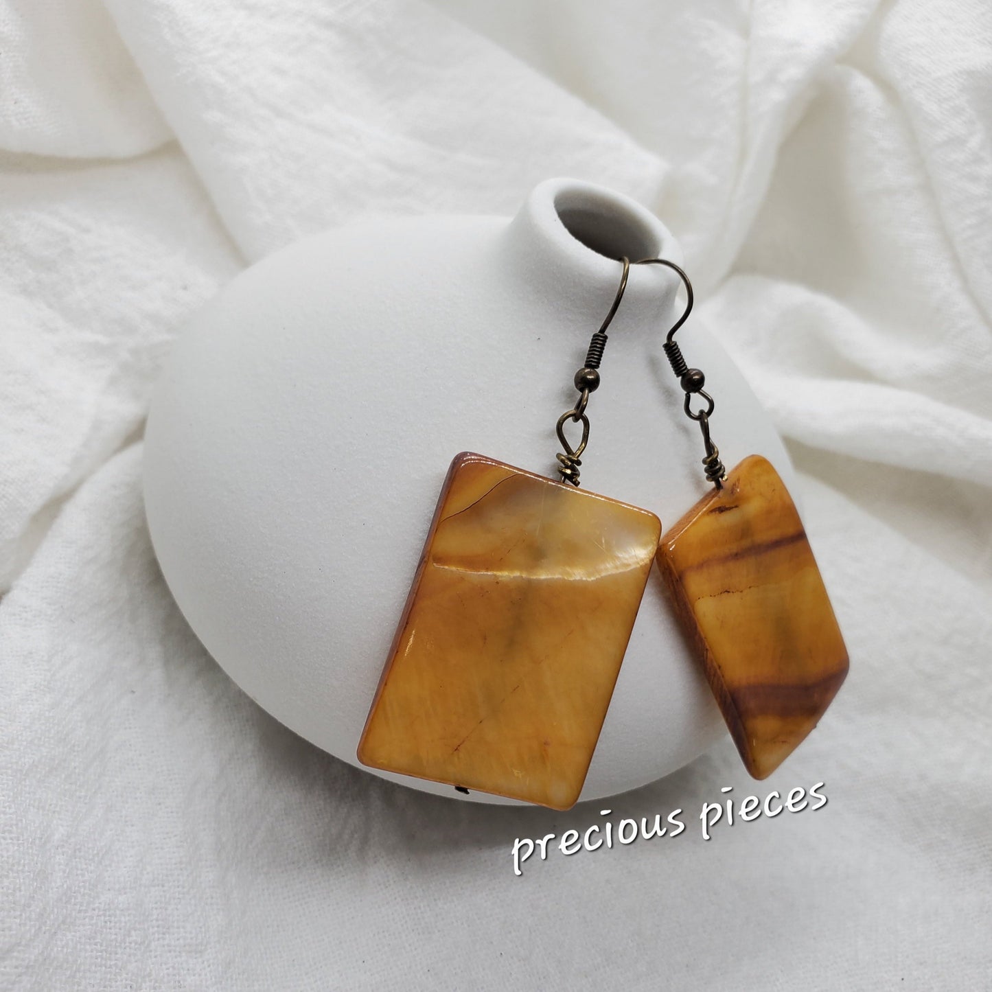 Golden Brown Glass Bead Earrings