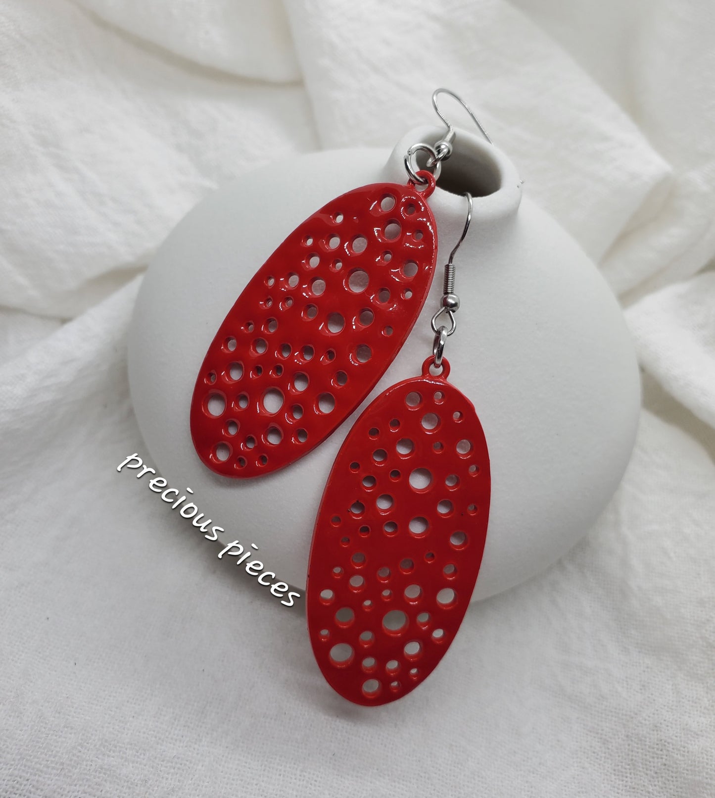 Red Oval Earrings