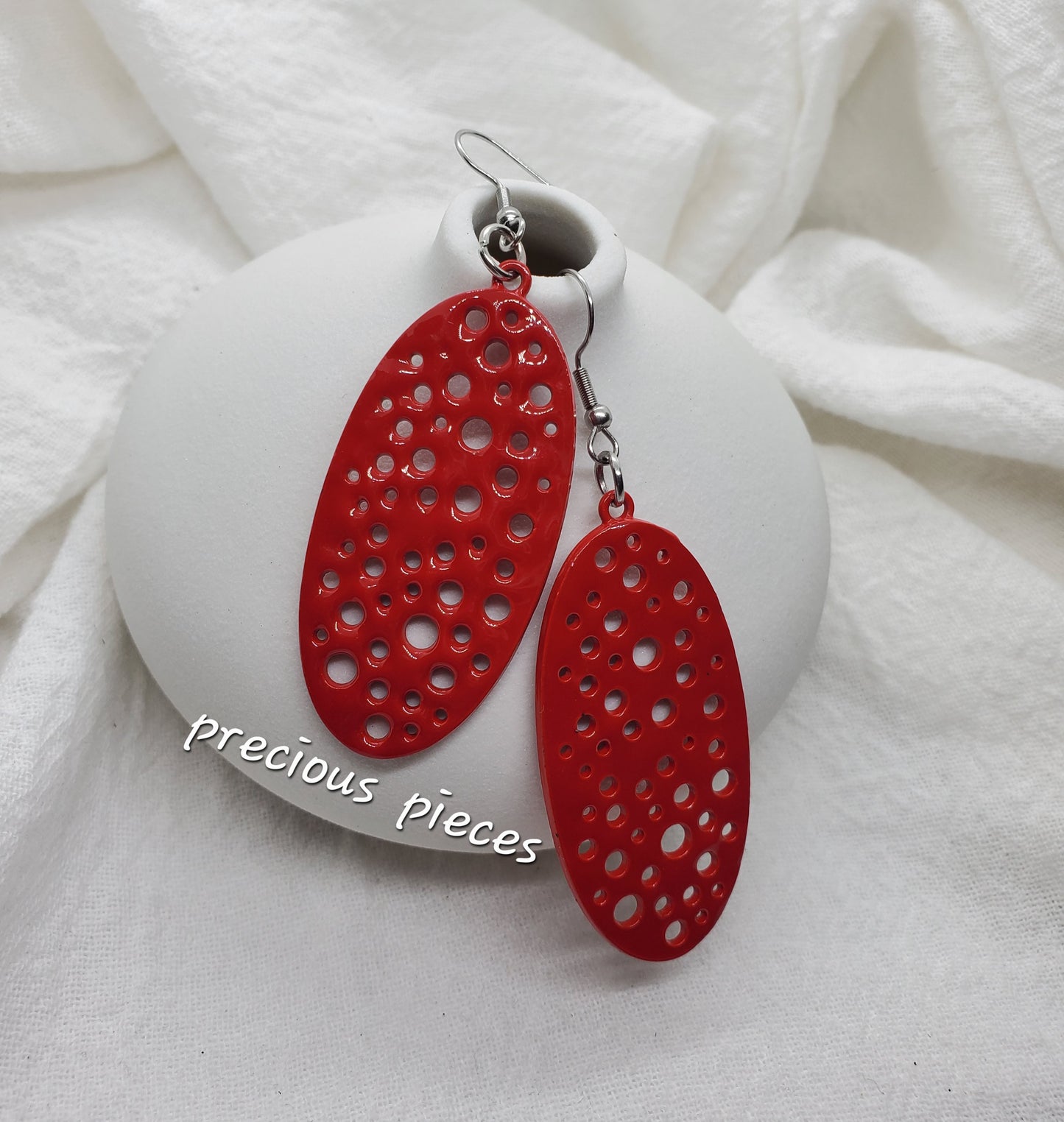 Red Oval Earrings