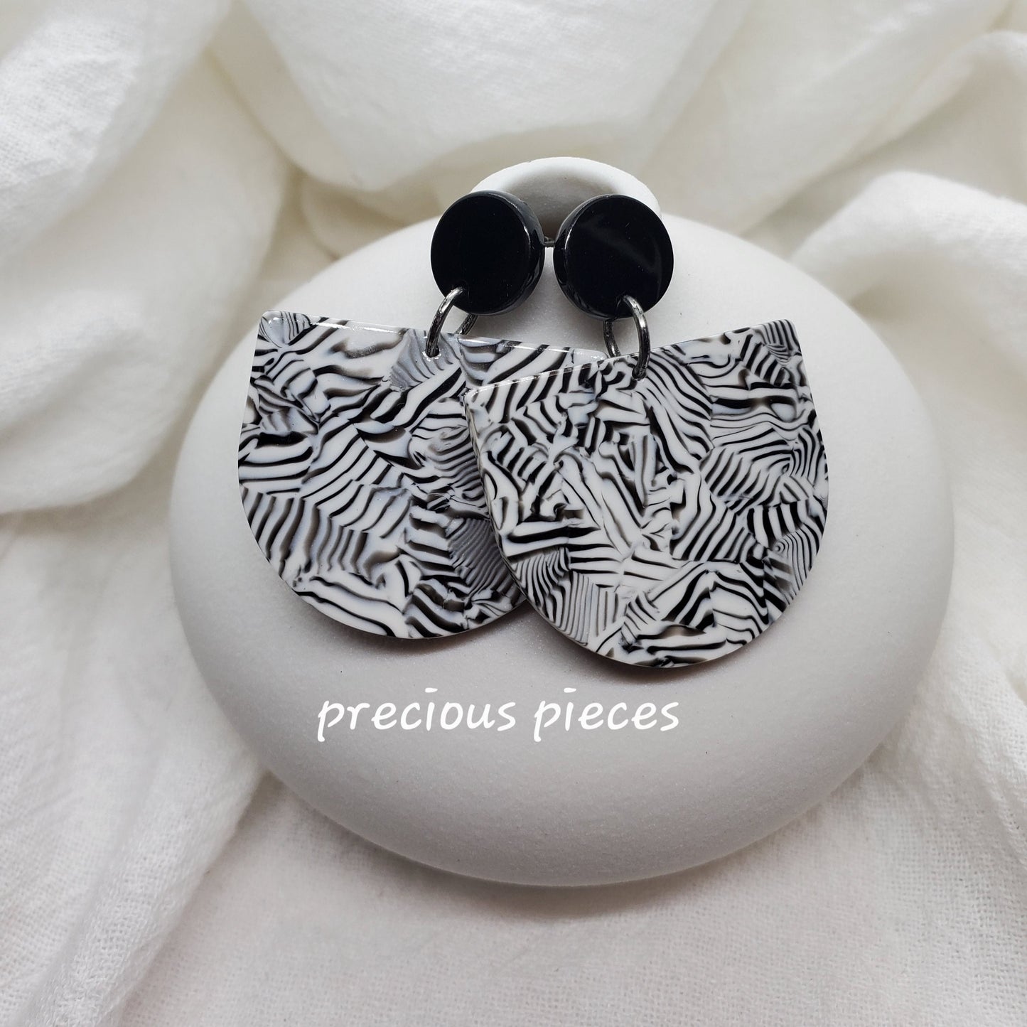 Acrylic Black and White Earrings