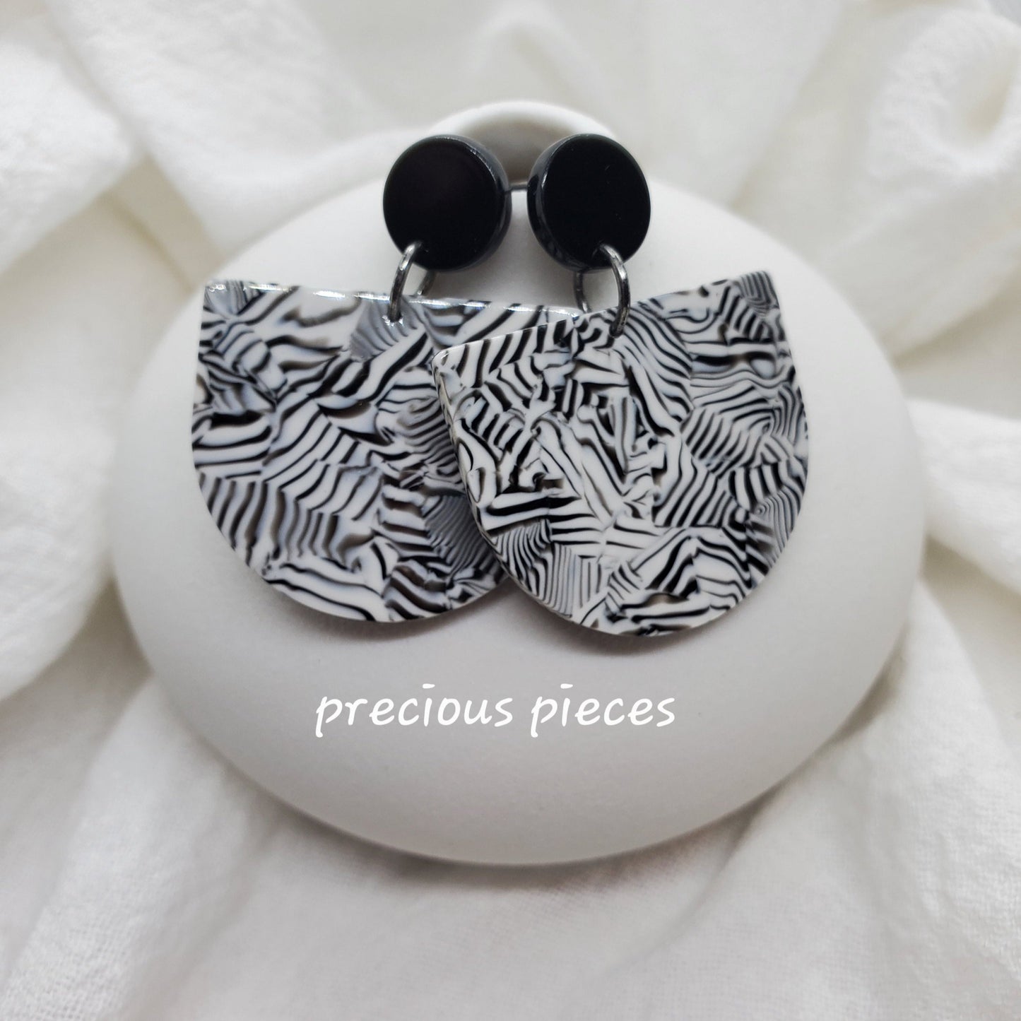 Acrylic Black and White Earrings