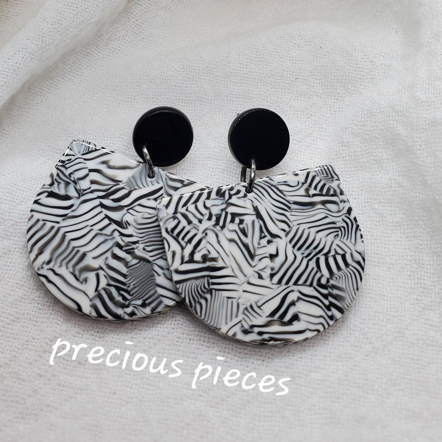 Acrylic Black and White Earrings