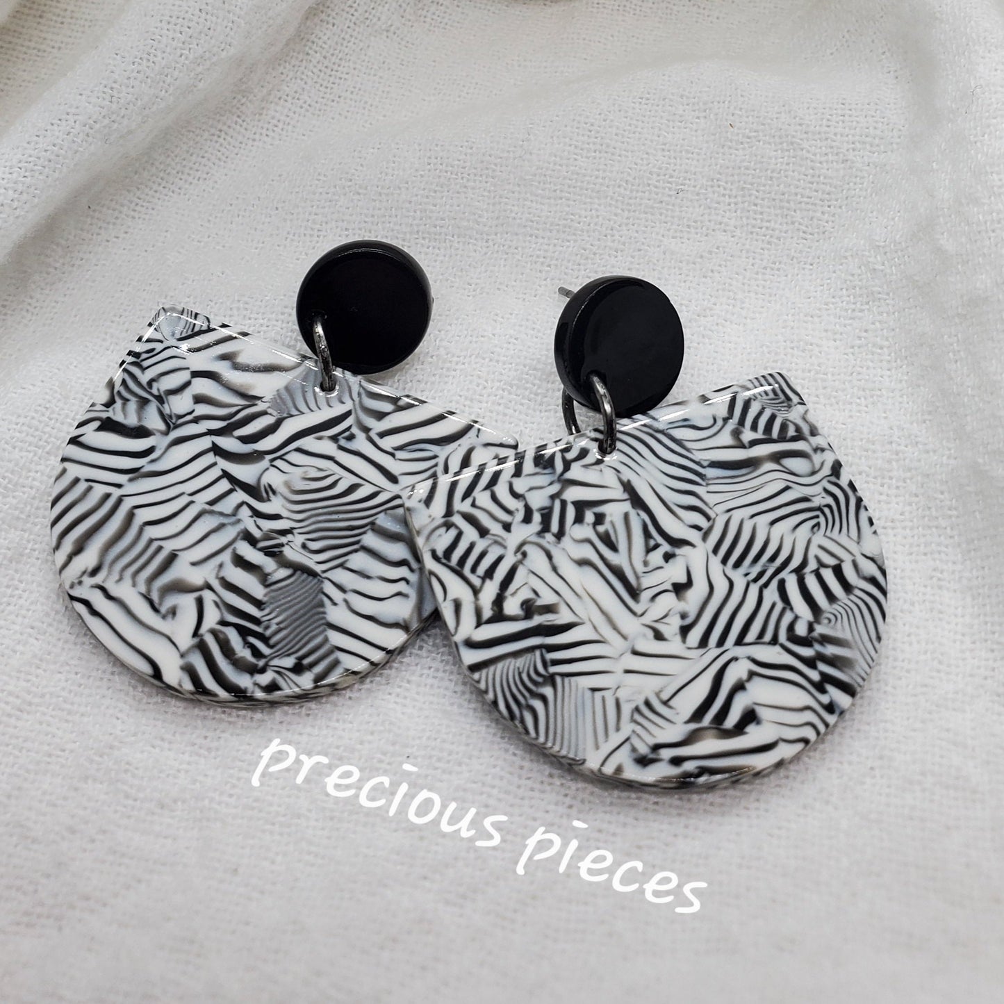 Acrylic Black and White Earrings