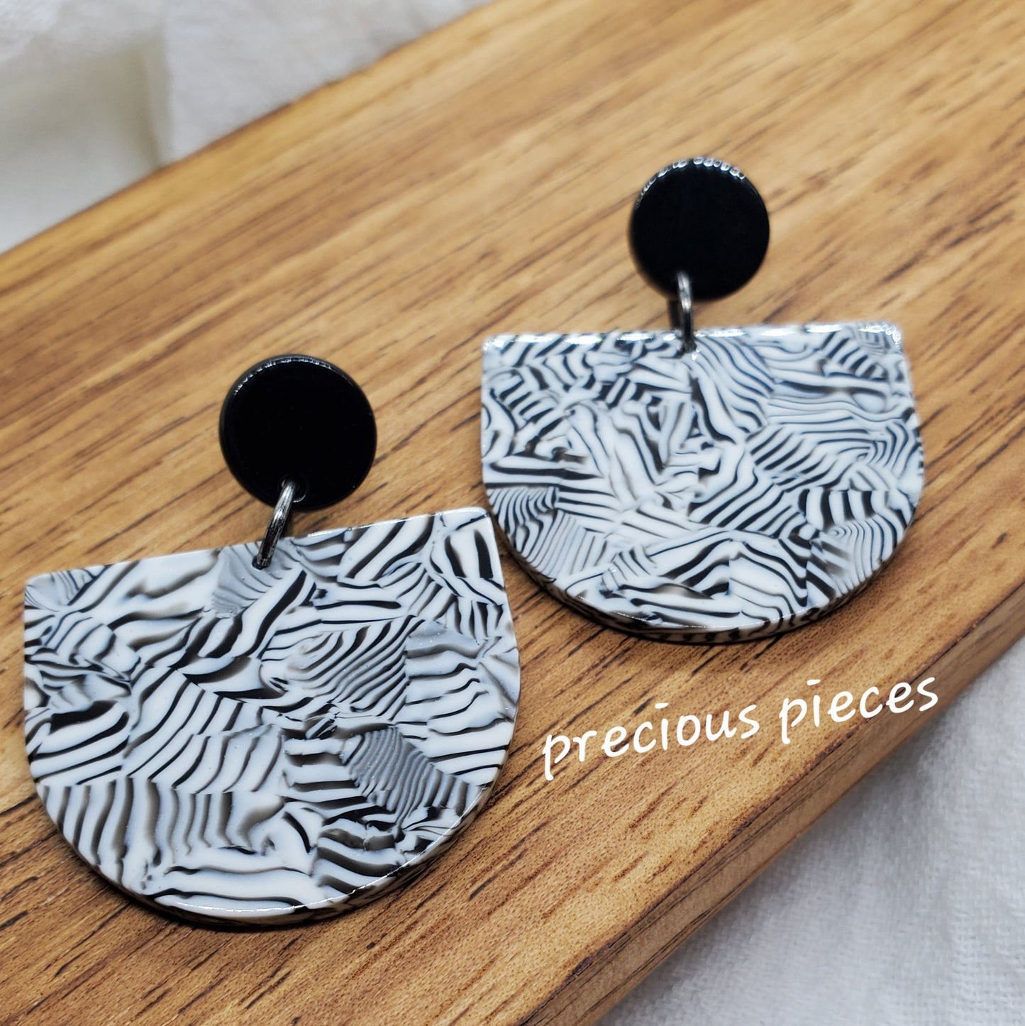 Acrylic Black and White Earrings