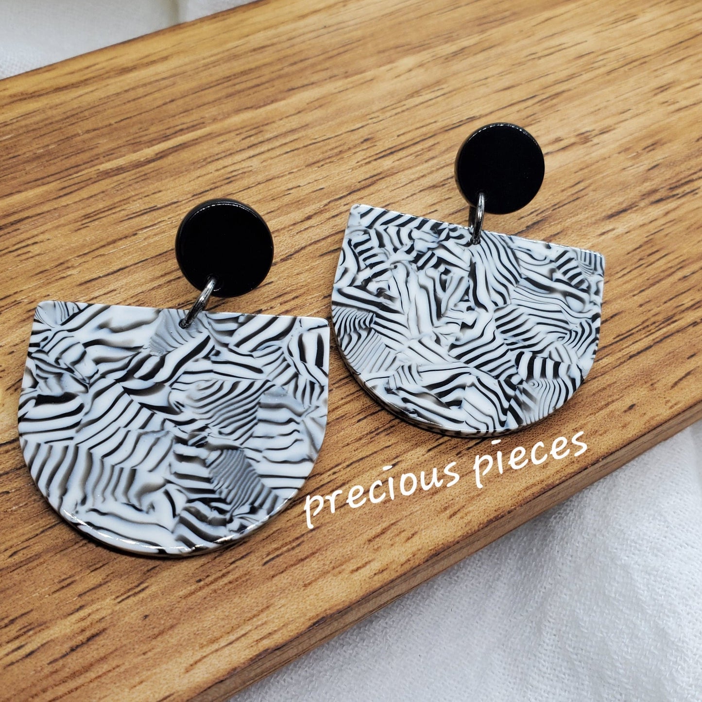 Acrylic Black and White Earrings