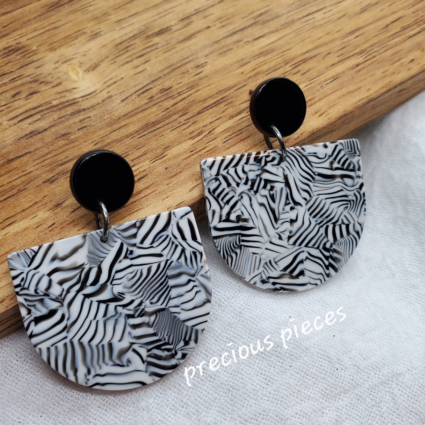 Acrylic Black and White Earrings