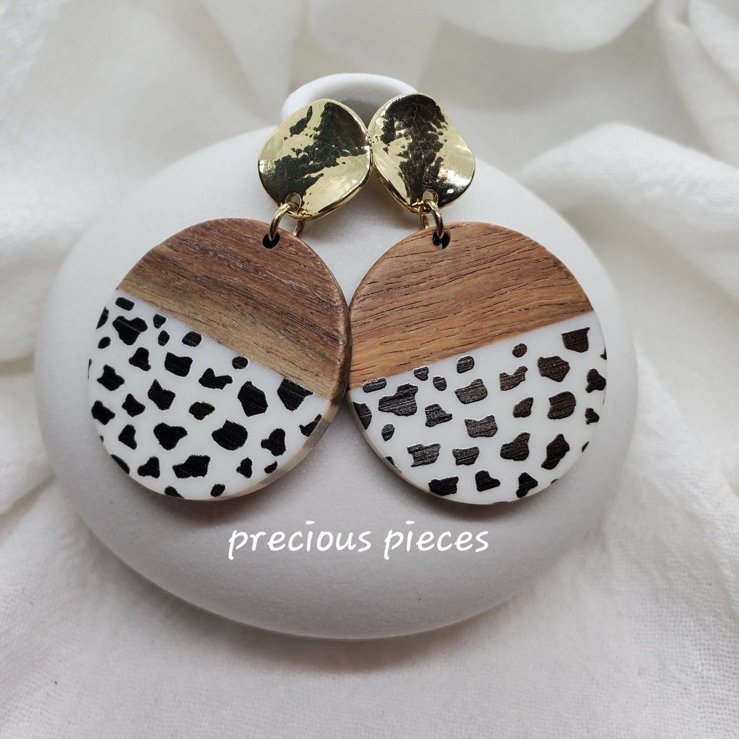 Animal Print and Wood Earrings