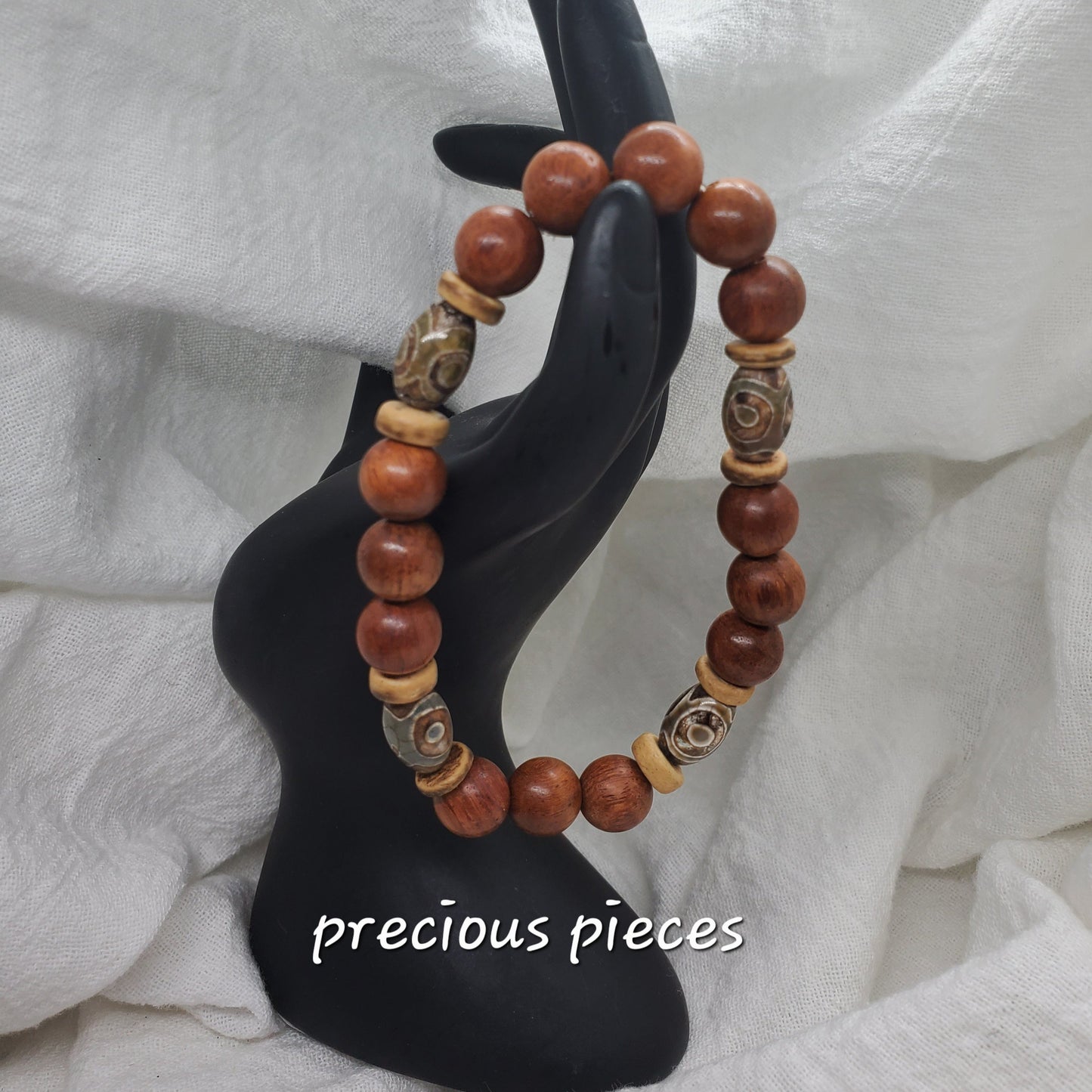 Men's Agate and Wood Beaded Bracelets