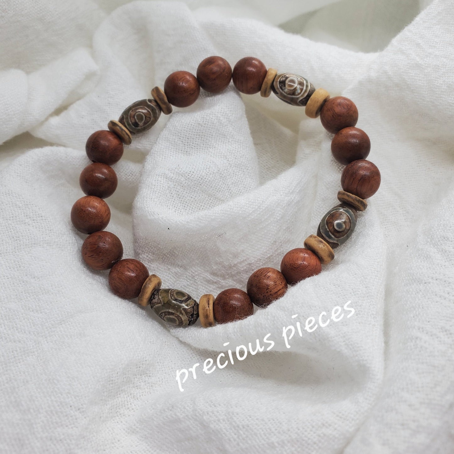 Men's Agate and Wood Beaded Bracelets