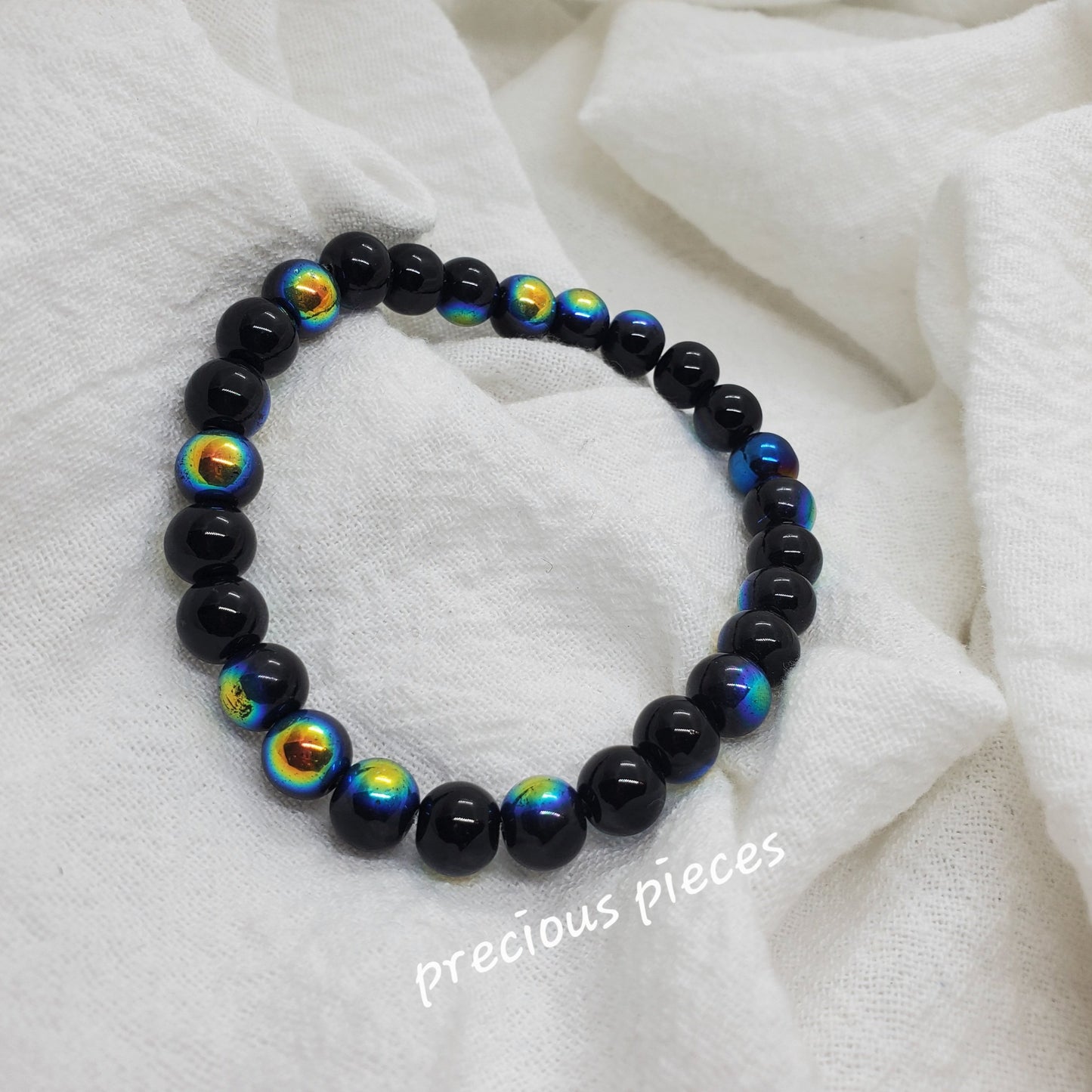 Men's Black Colorful Beaded Bracelet