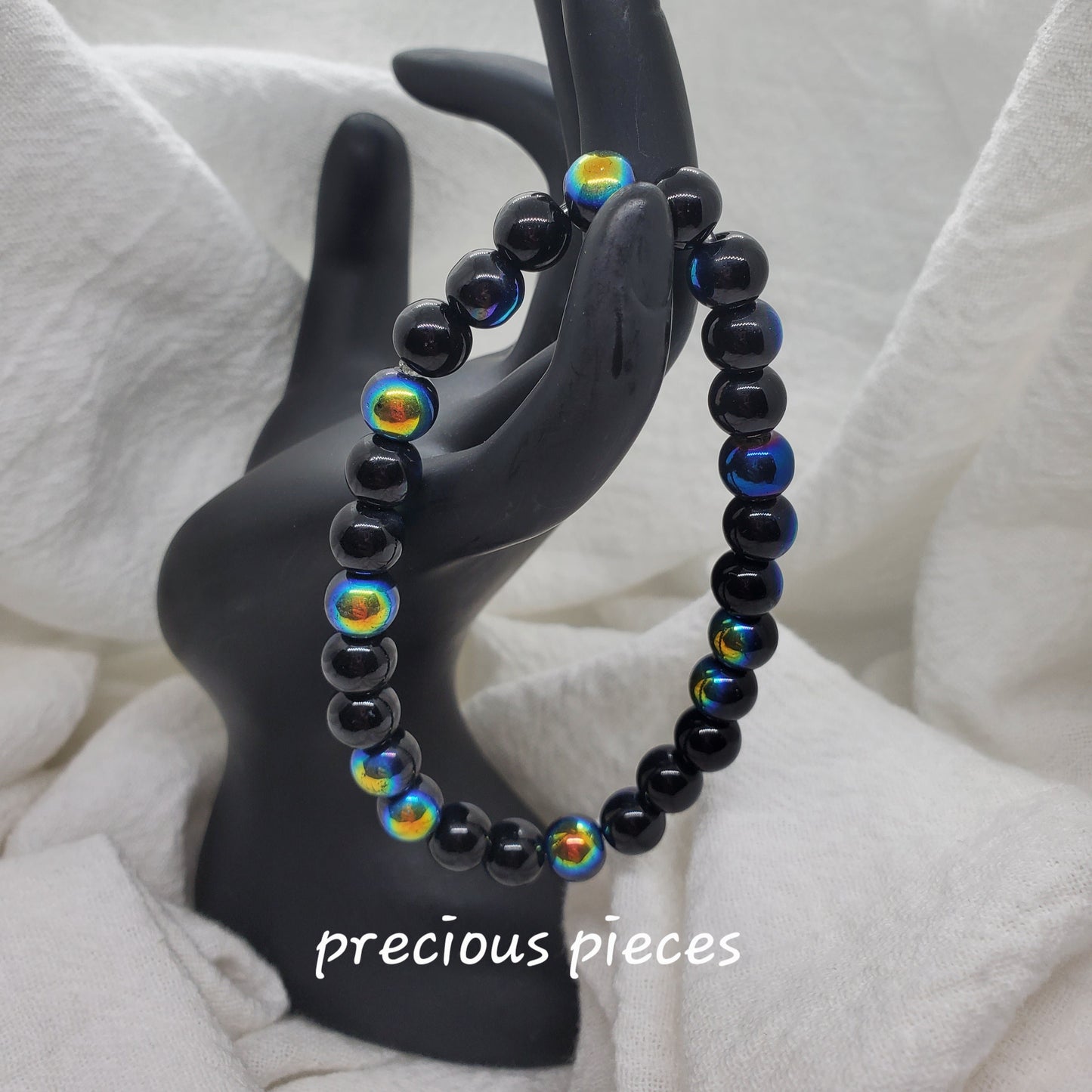 Men's Black Colorful Beaded Bracelet