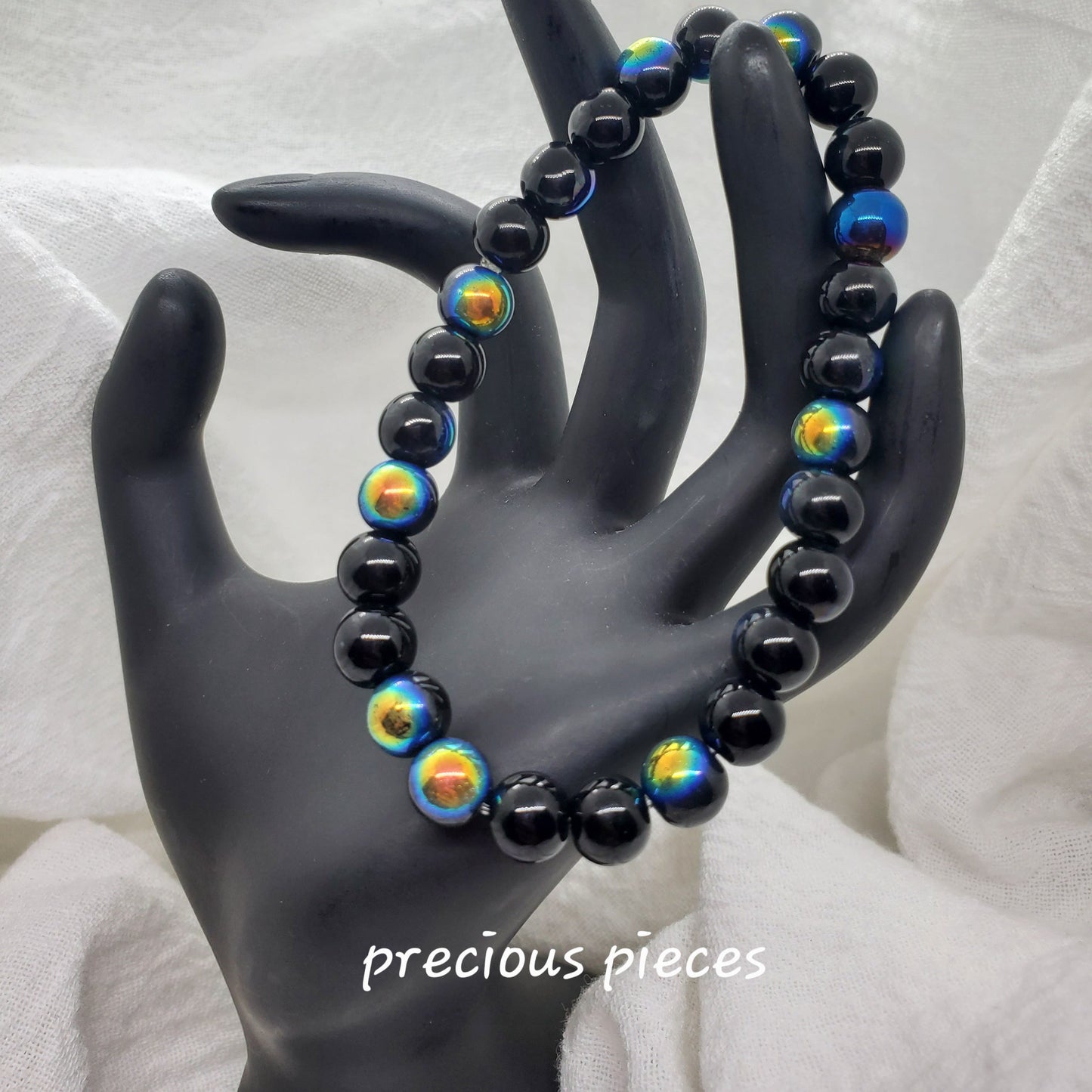 Men's Black Colorful Beaded Bracelet