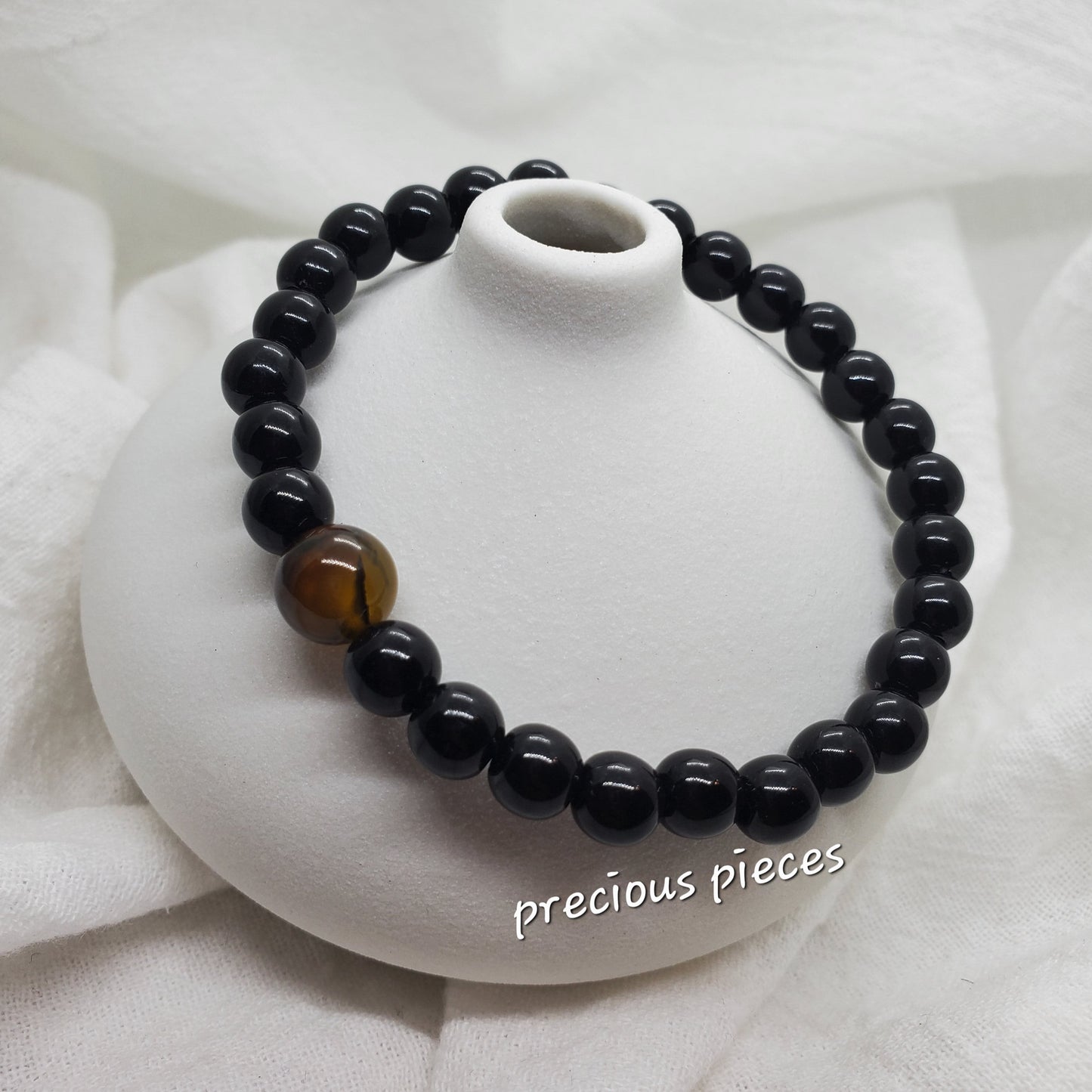 Men's Black Beaded Bracelet