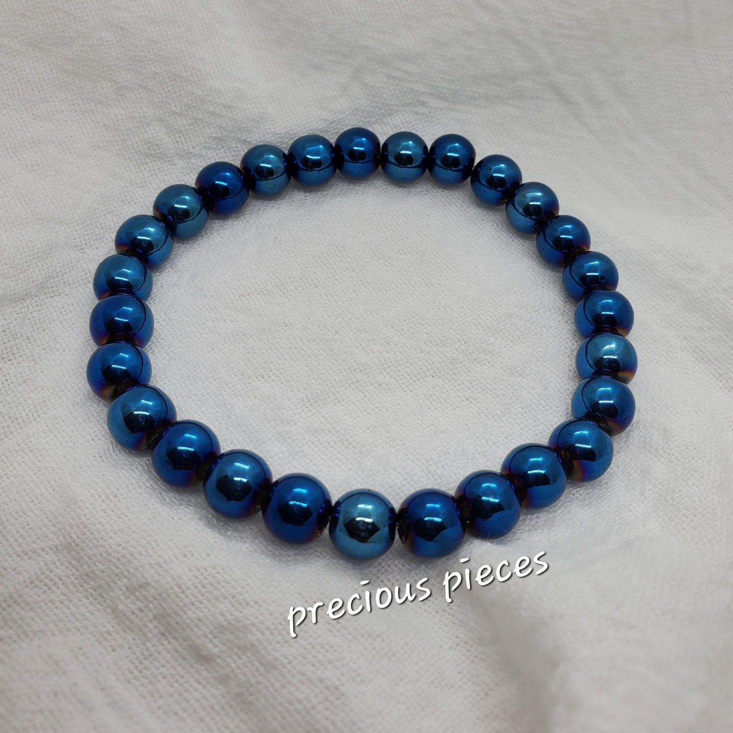 Men's Blue Glass Beaded Bracelet