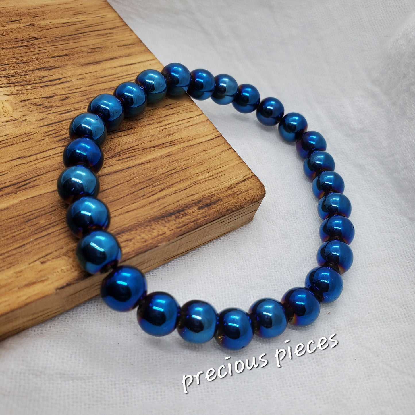 Men's Blue Glass Beaded Bracelet