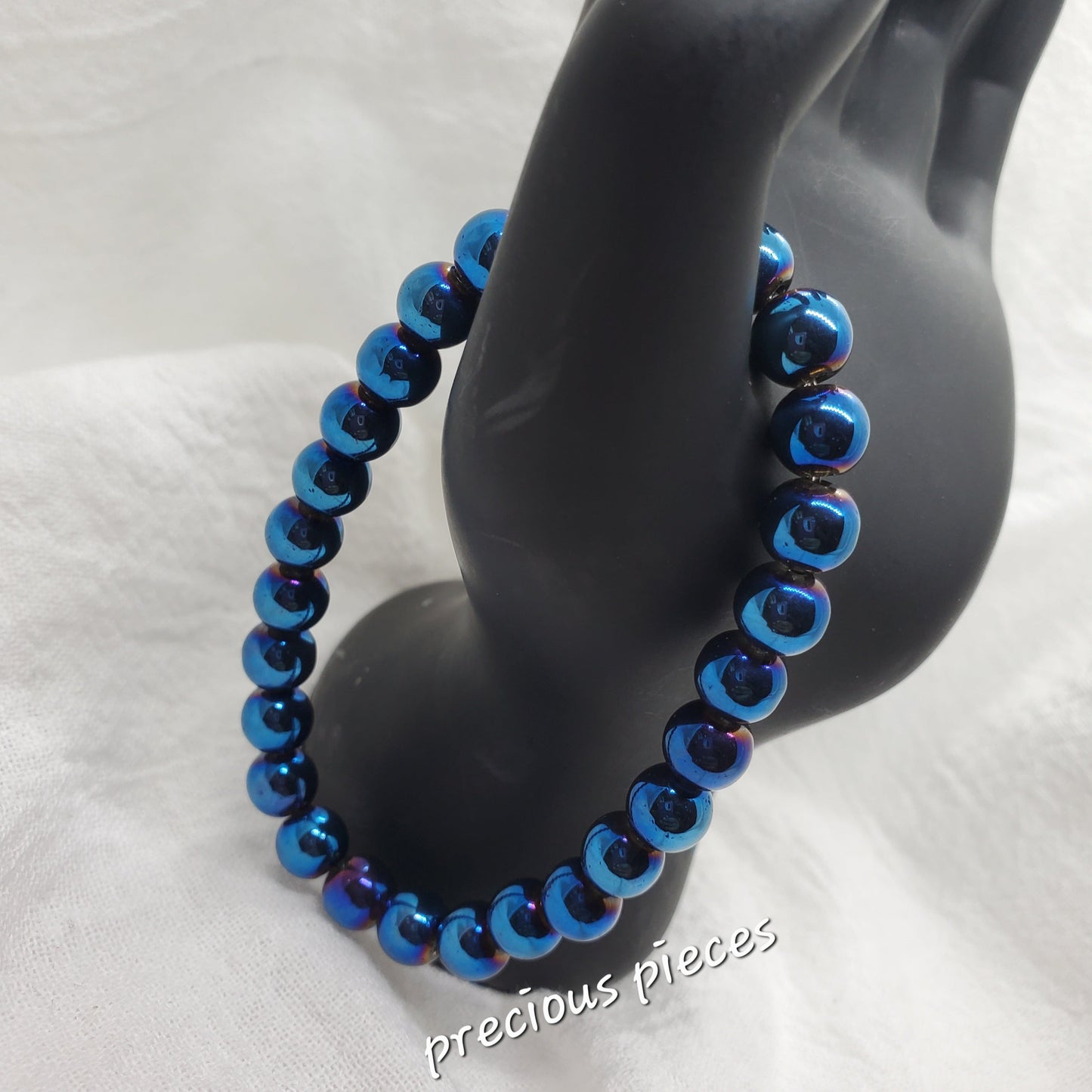 Men's Blue Glass Beaded Bracelet