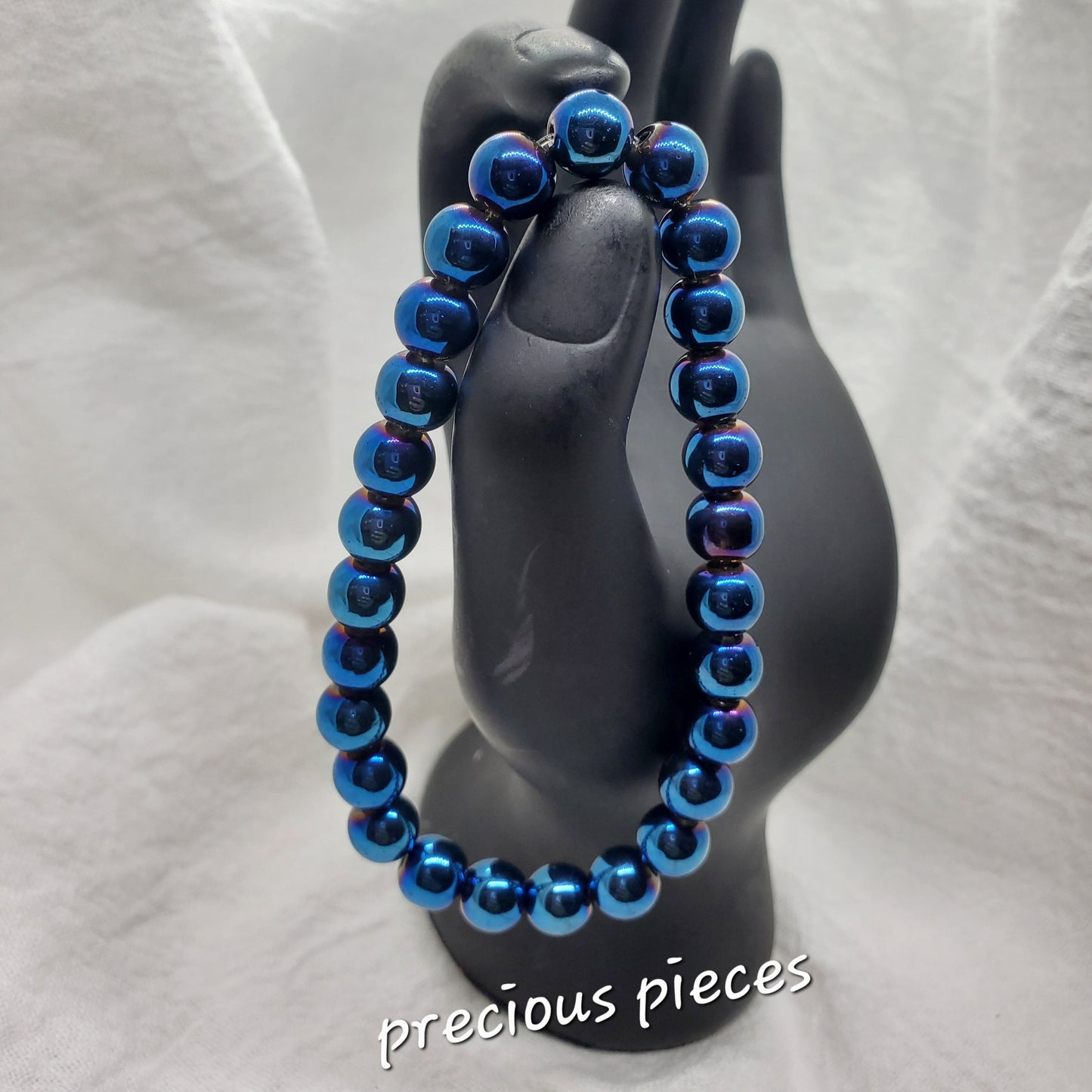 Men's Blue Glass Beaded Bracelet