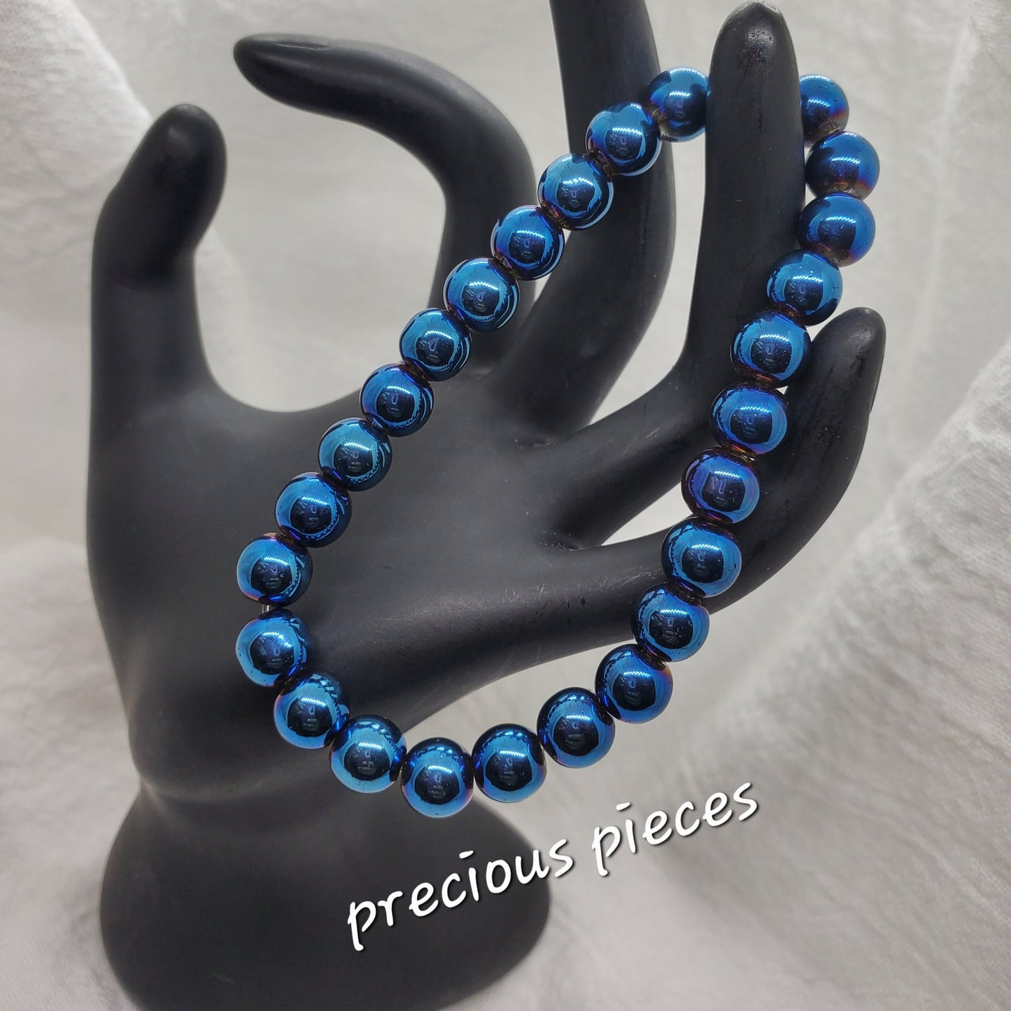 Men's Blue Glass Beaded Bracelet