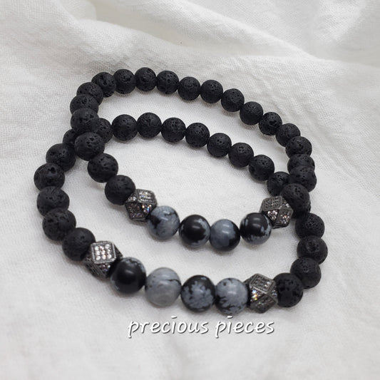 Men's Jasper and Lava Beaded Bracelets