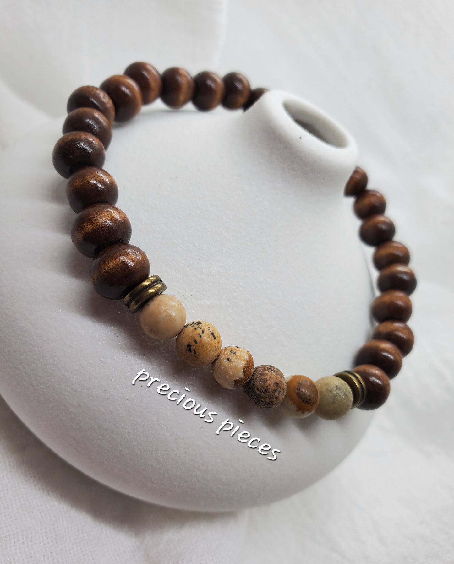 Men's Jasper and Wood Beaded Bracelets