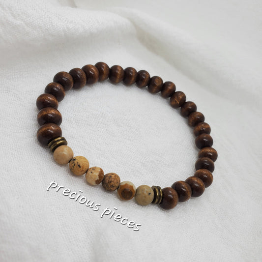 Men's Jasper and Wood Beaded Bracelets