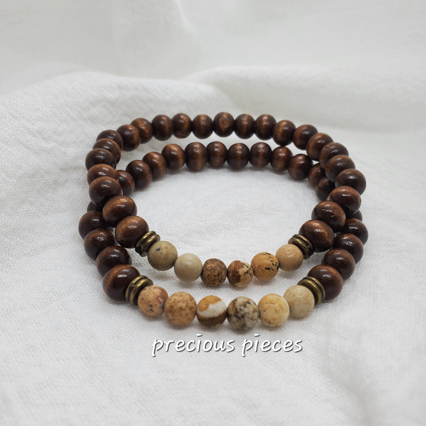 Men's Jasper and Wood Beaded Bracelets