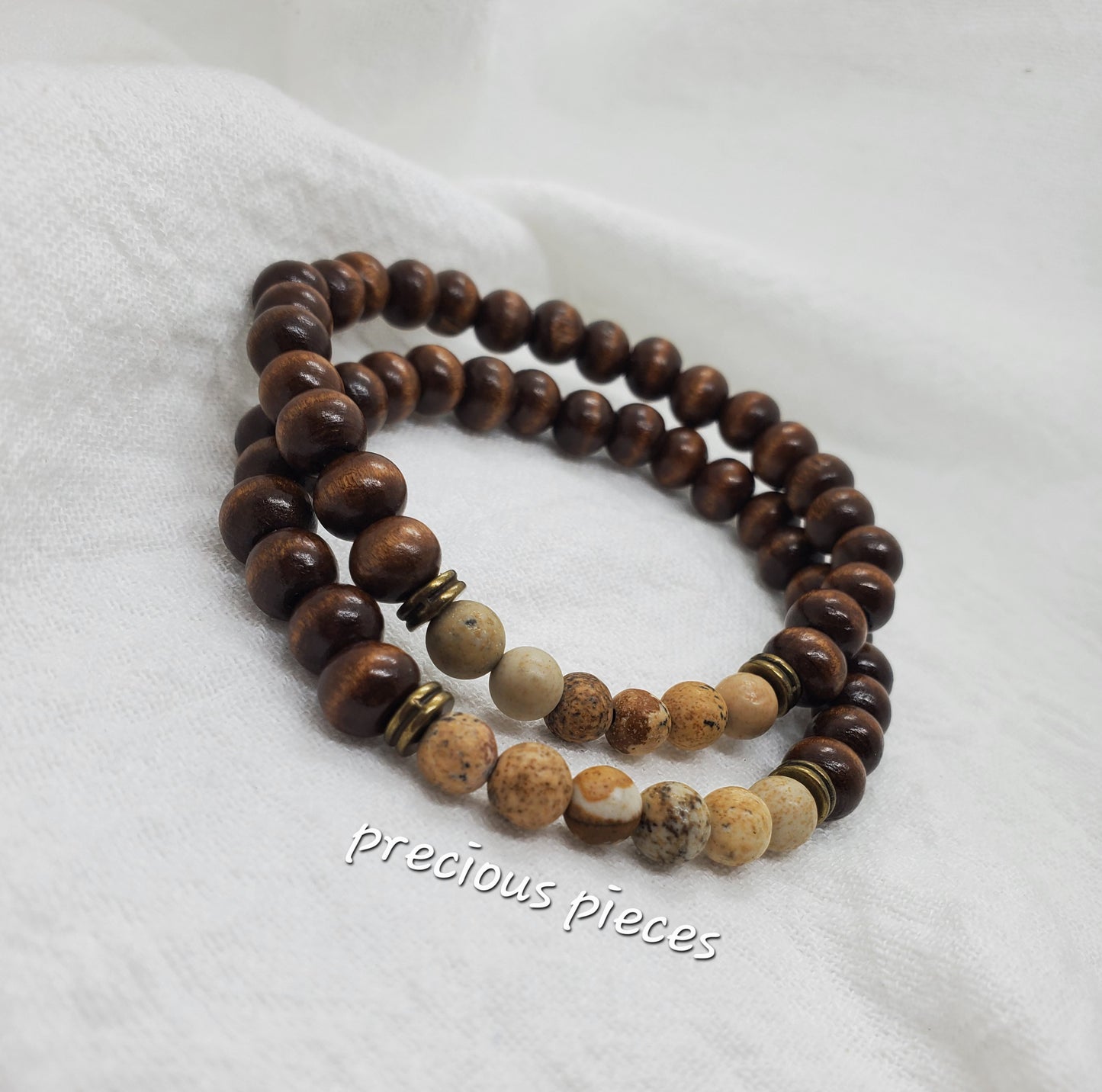 Men's Jasper and Wood Beaded Bracelets