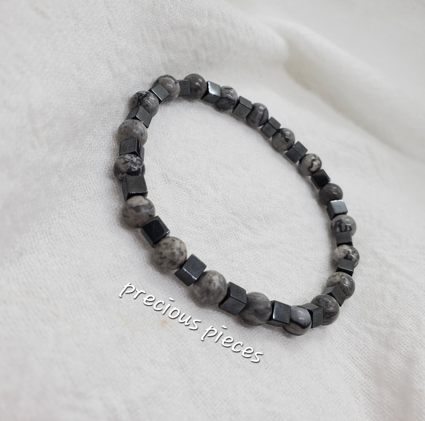 Men's Jasper Beaded Bracelets with Hematite Spacers