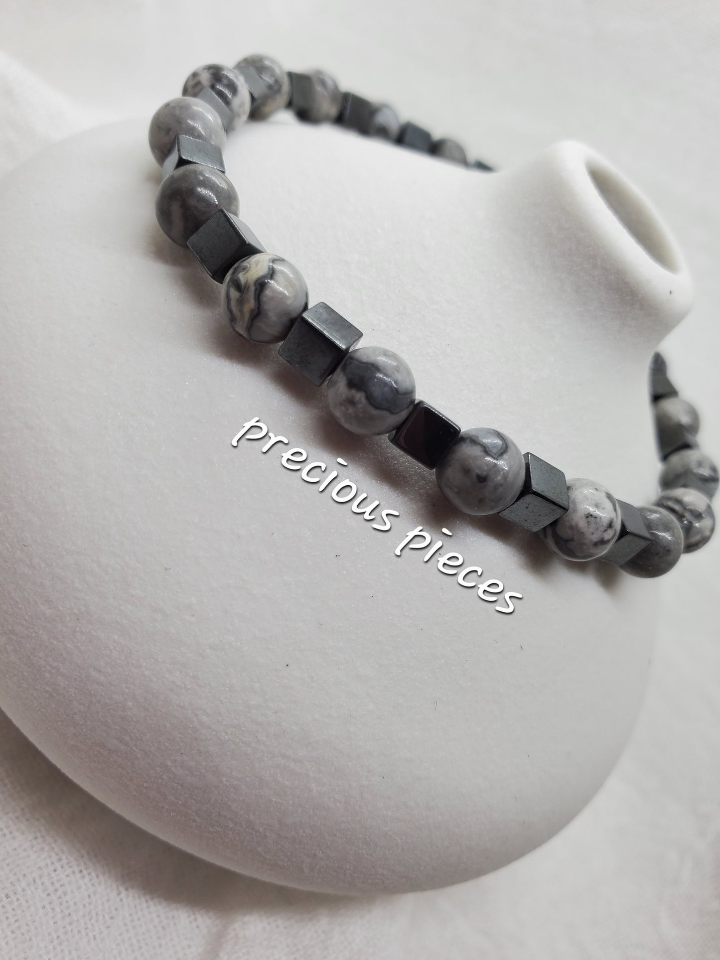 Men's Jasper Beaded Bracelets with Hematite Spacers