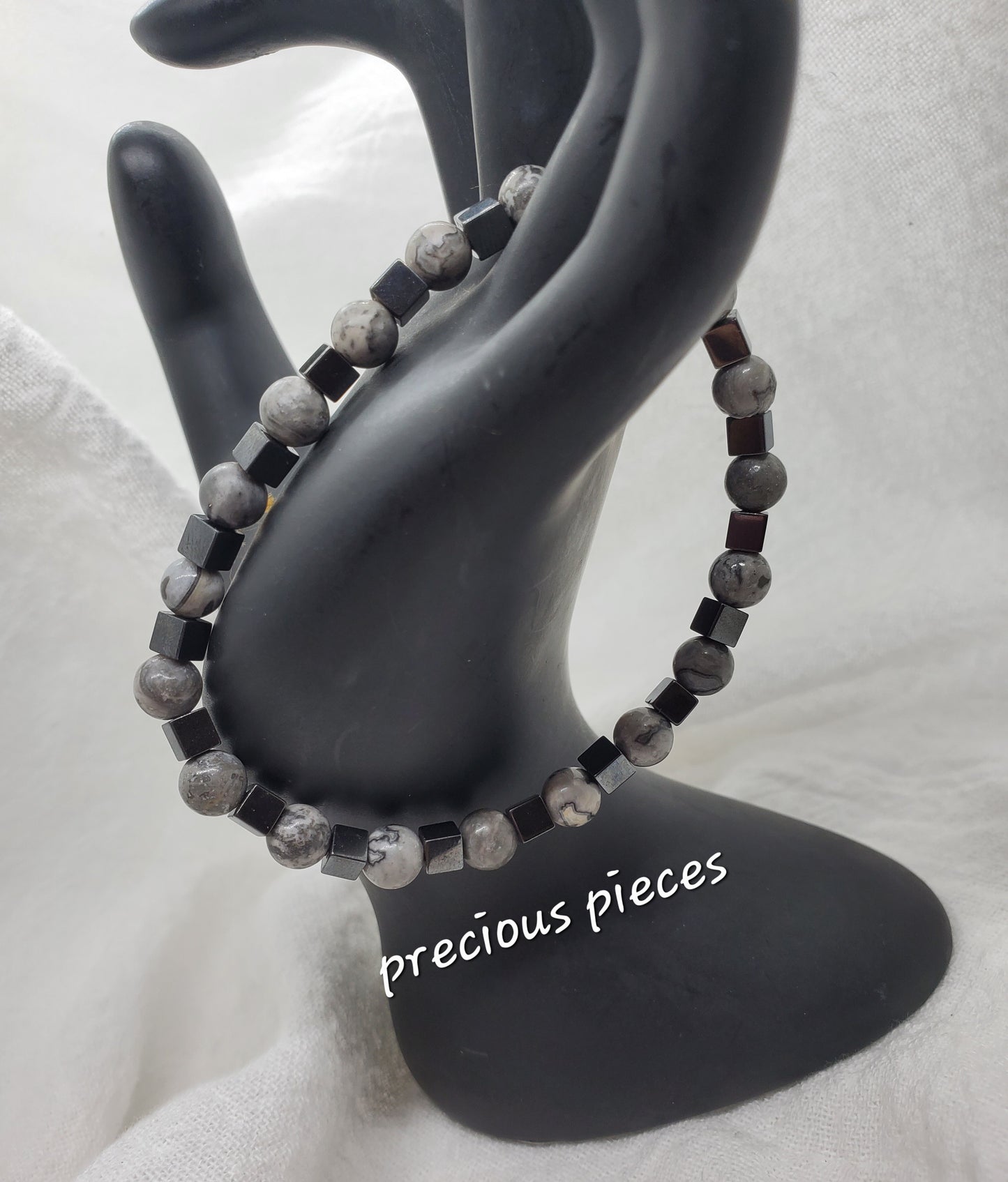 Men's Jasper Beaded Bracelets with Hematite Spacers