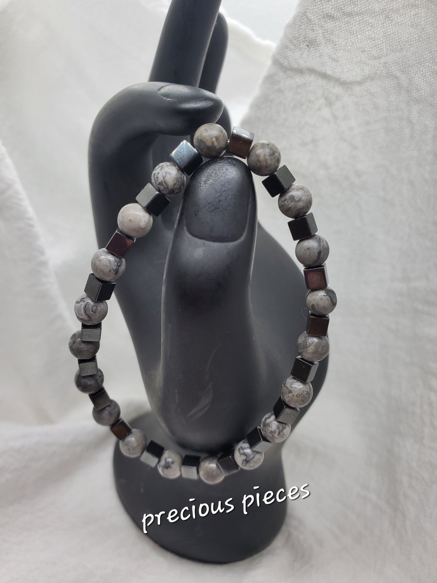 Men's Jasper Beaded Bracelets with Hematite Spacers