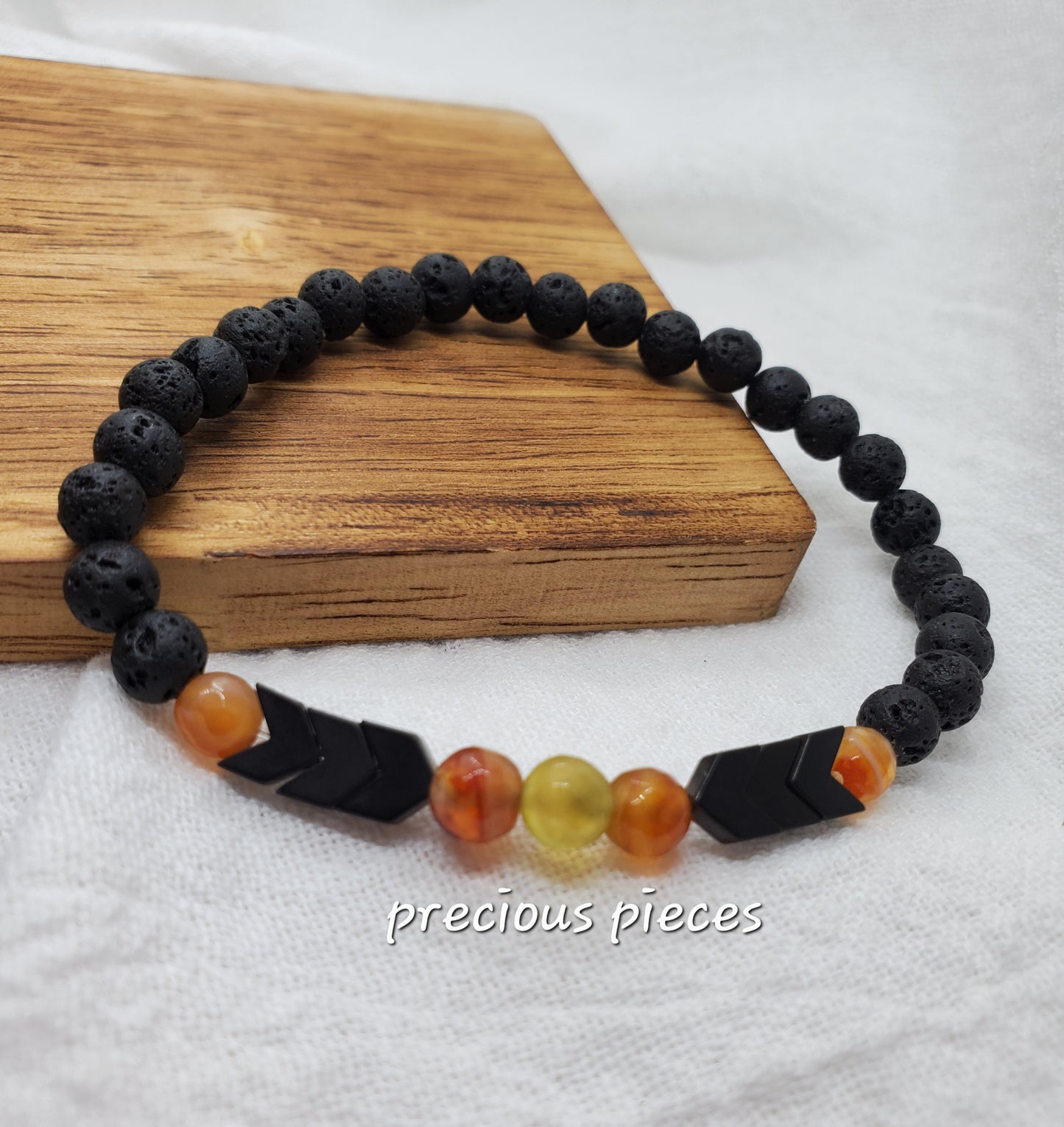 Men's Lava Beaded Bracelet with Hematite Accents