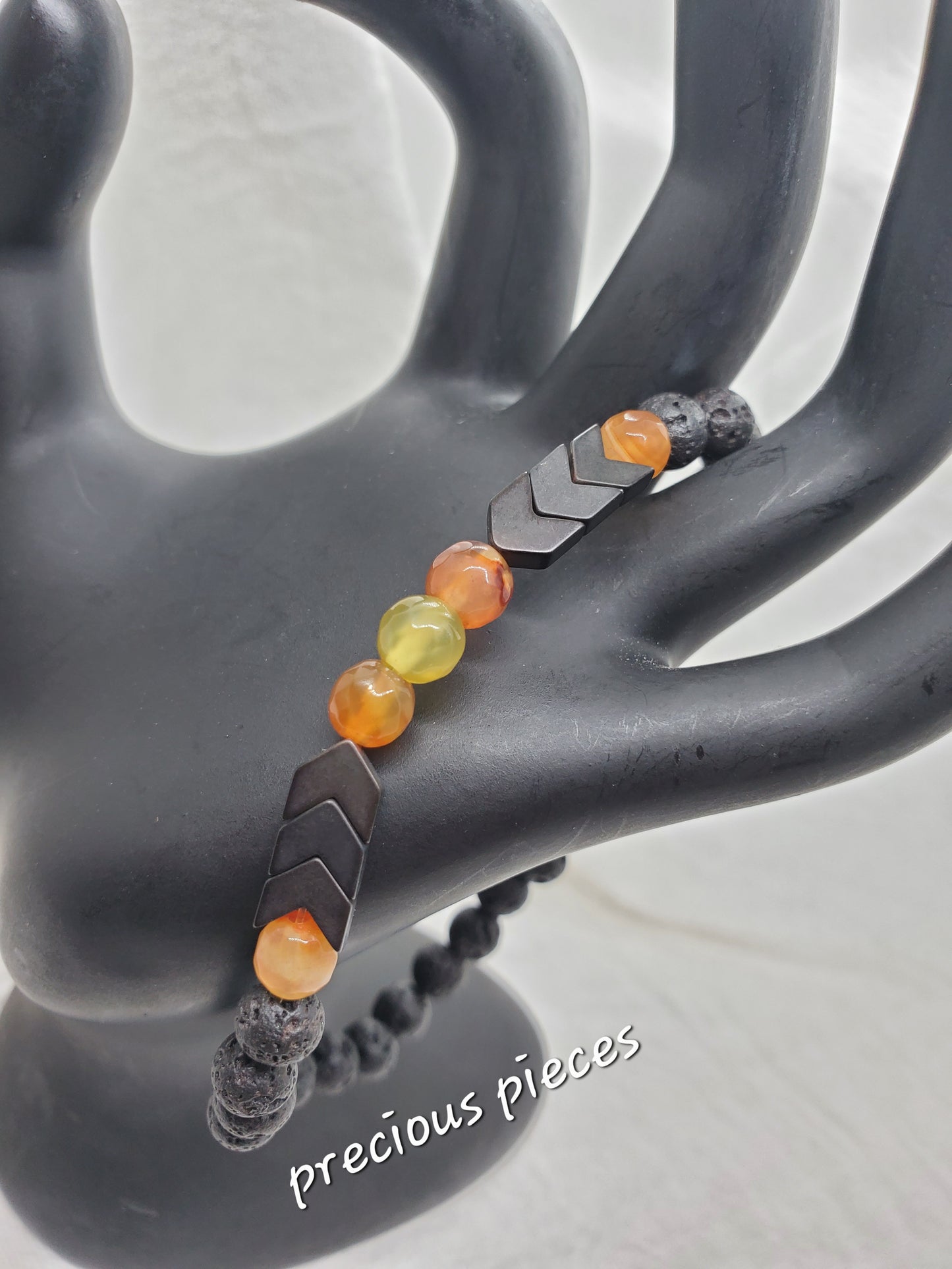 Men's Lava Beaded Bracelet with Hematite Accents