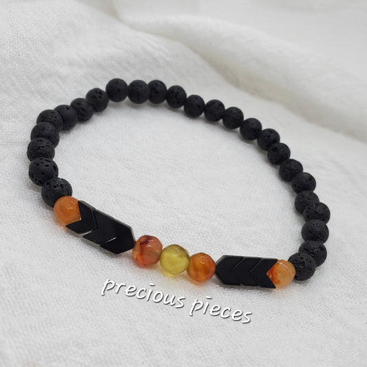 Men's Lava Beaded Bracelet with Hematite Accents