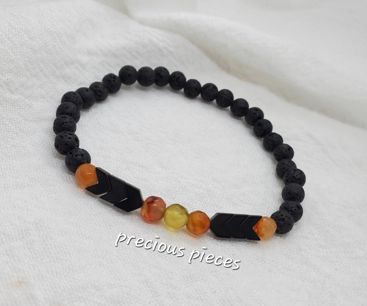 Men's Lava Beaded Bracelet with Hematite Accents