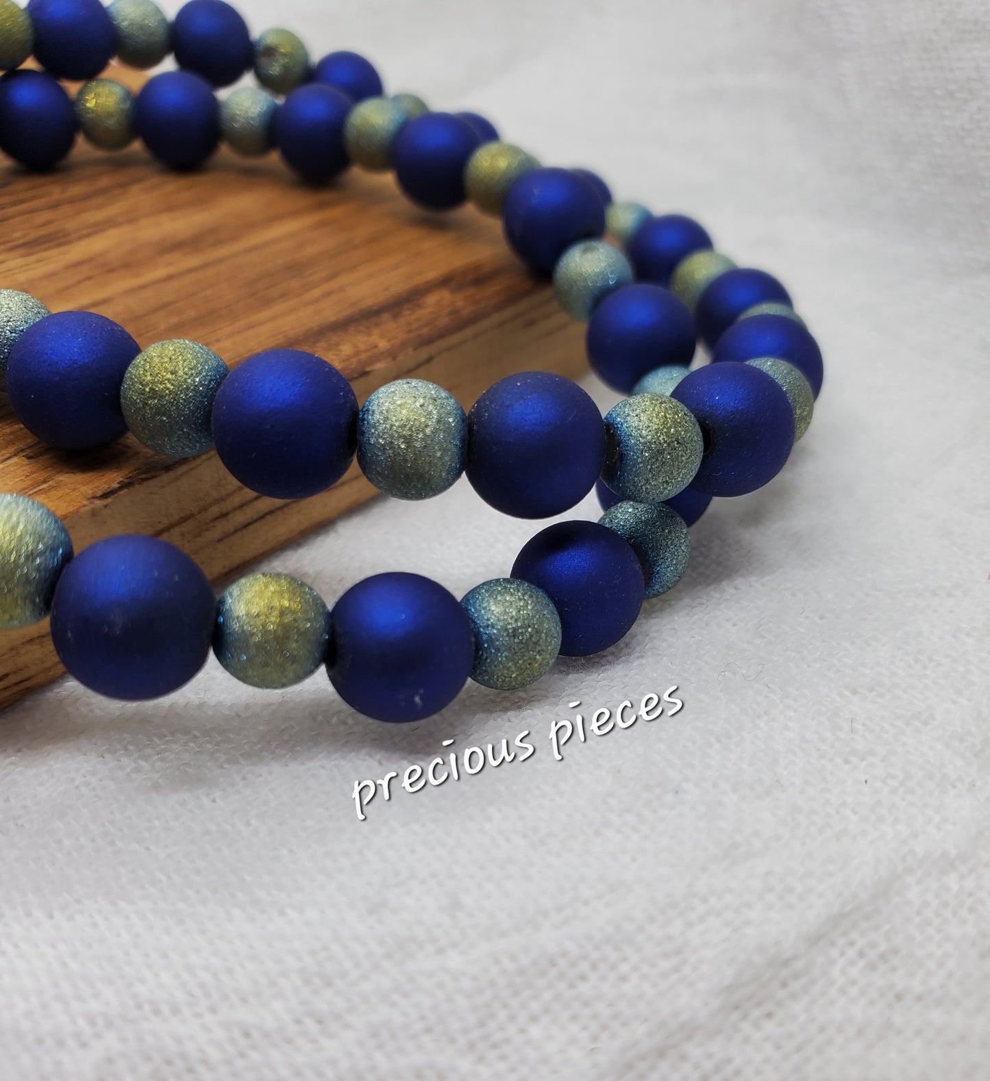 Men's Matte Frosted Blue Beaded Bracelets