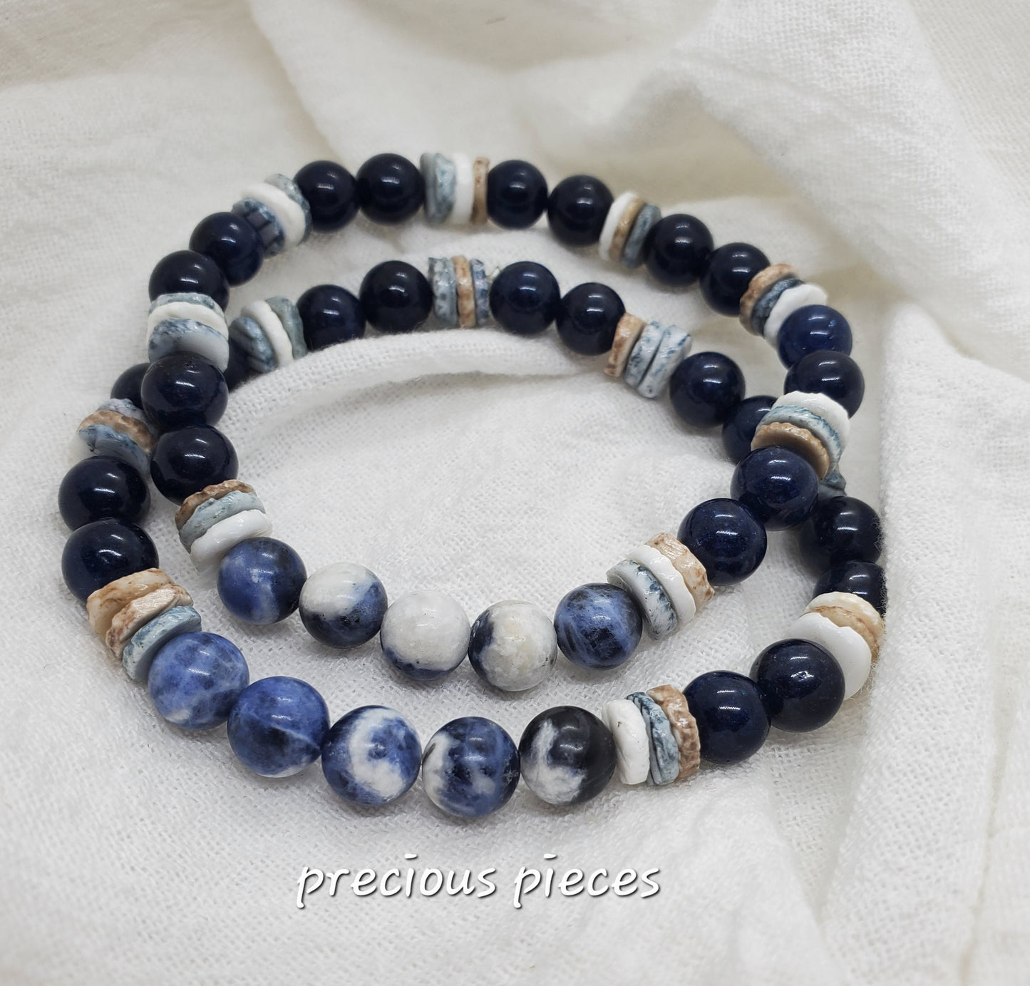 Men's Sodalite and Glass Beaded Bracelets