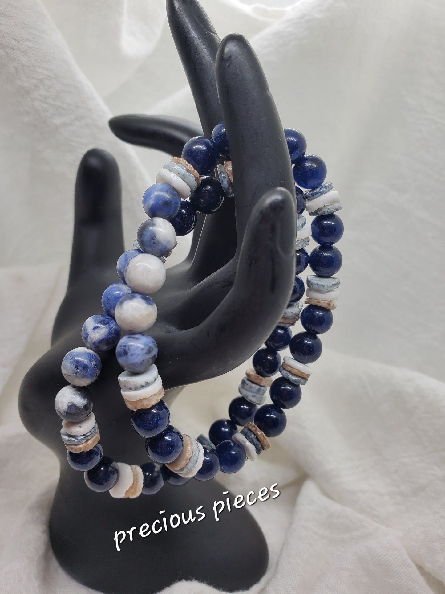 Men's Sodalite and Glass Beaded Bracelets