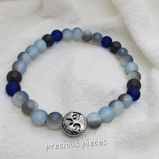 Men's Tree of Life Frosted Glass Beaded Bracelets