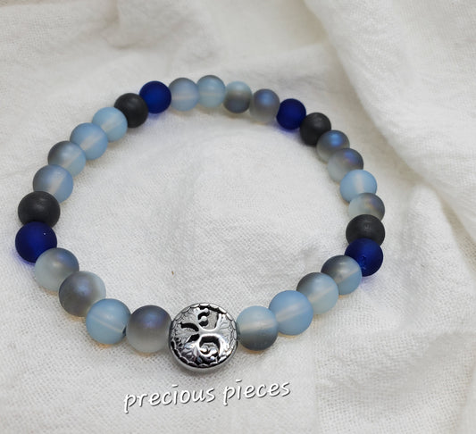 Men's Tree of Life Frosted Glass Beaded Bracelets