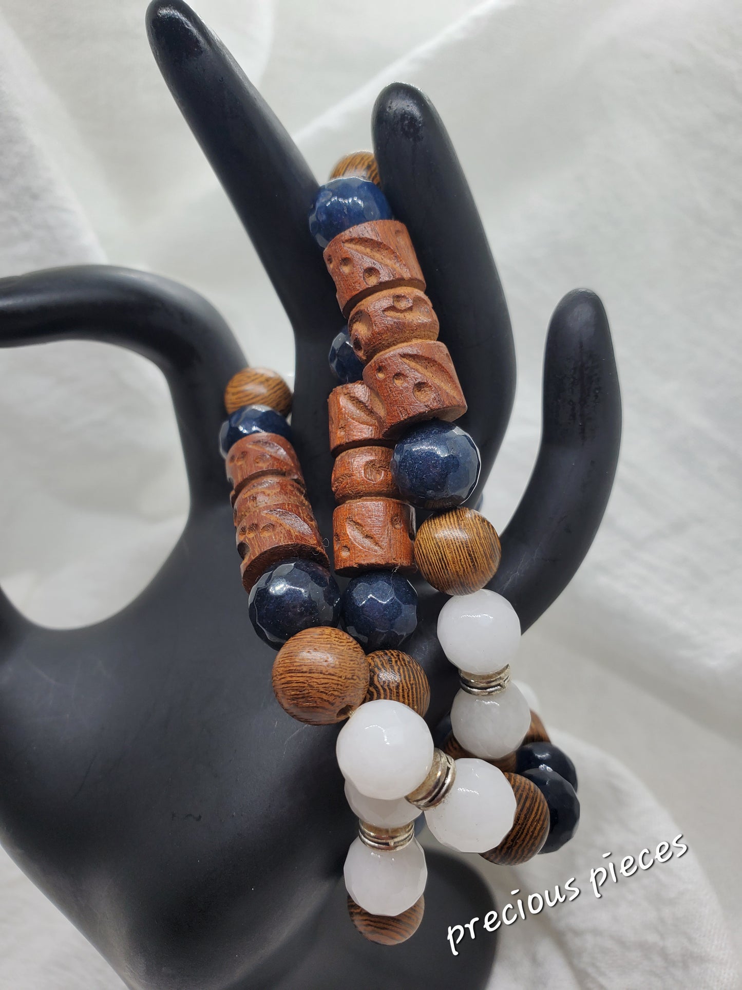 Men's Wood and Glass Beaded Bracelets