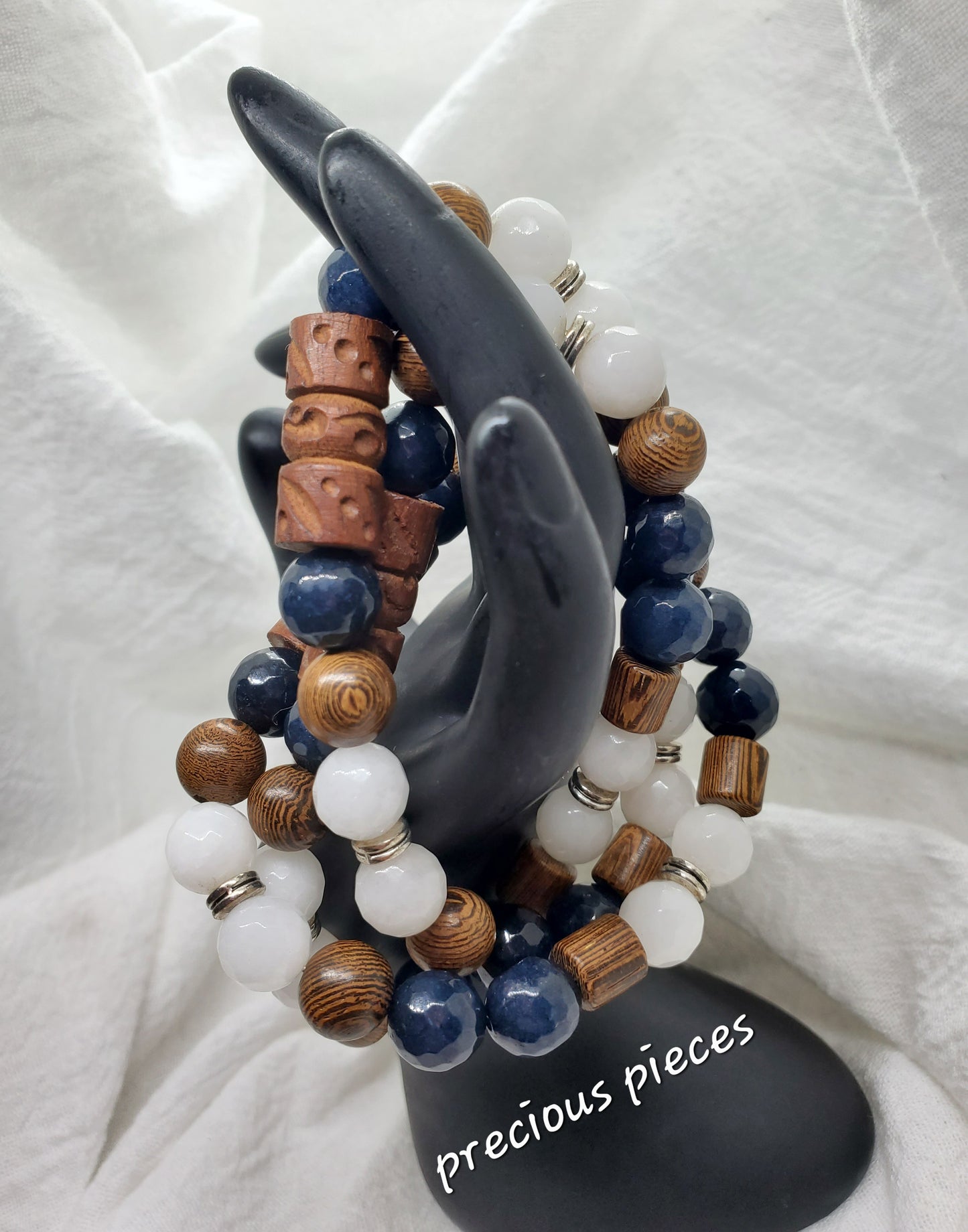 Men's Wood and Glass Beaded Bracelets