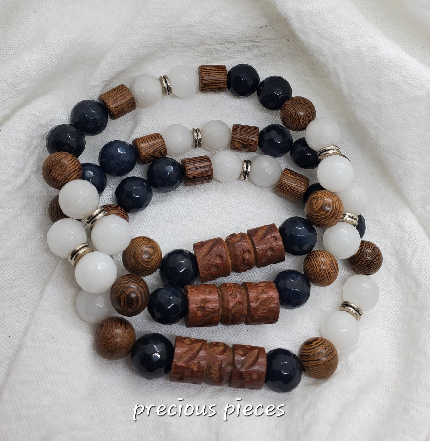 Men's Wood and Glass Beaded Bracelets