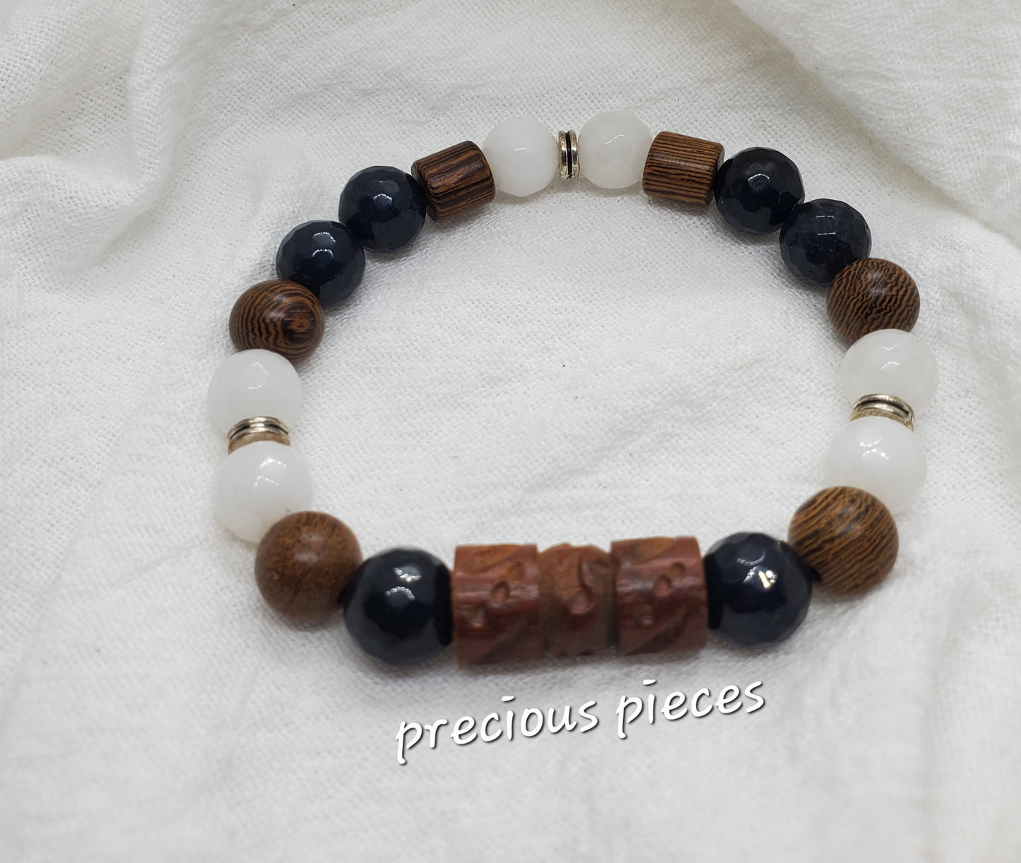 Men's Wood and Glass Beaded Bracelets