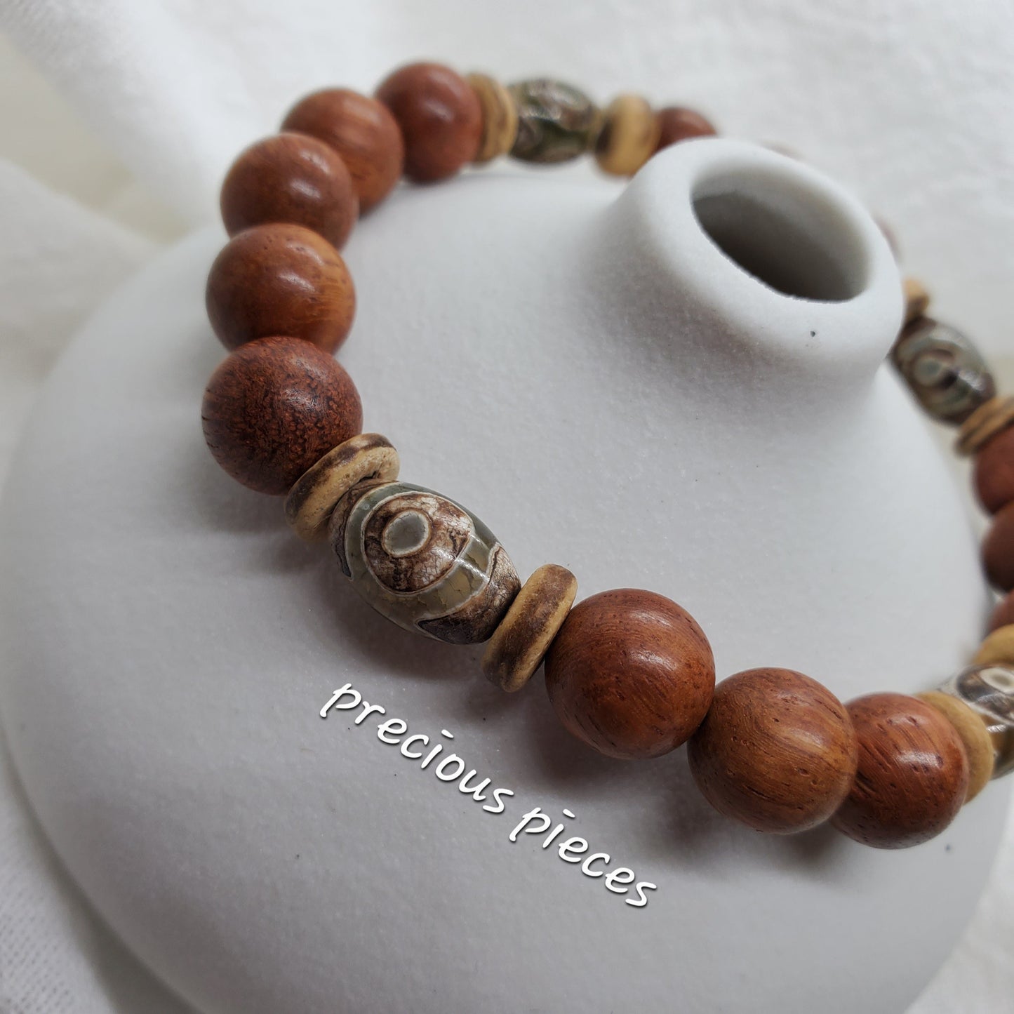 Men's Agate and Wood Beaded Bracelets