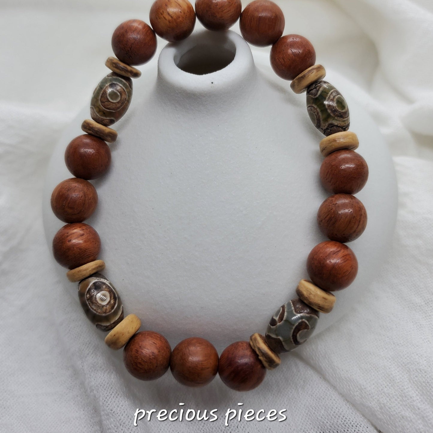 Men's Agate and Wood Beaded Bracelets