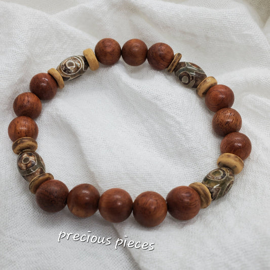 Men's Agate and Wood Beaded Bracelets