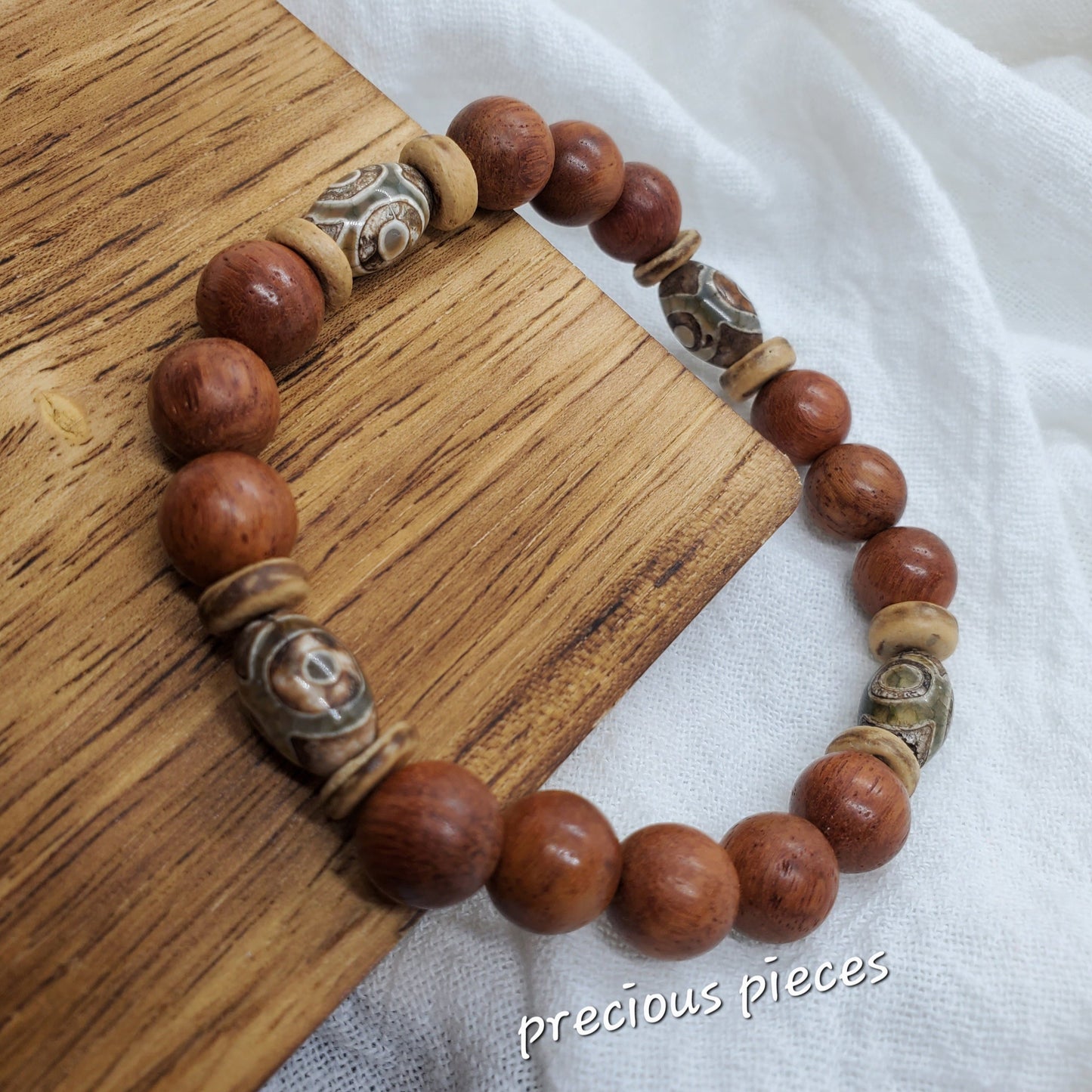 Men's Agate and Wood Beaded Bracelets