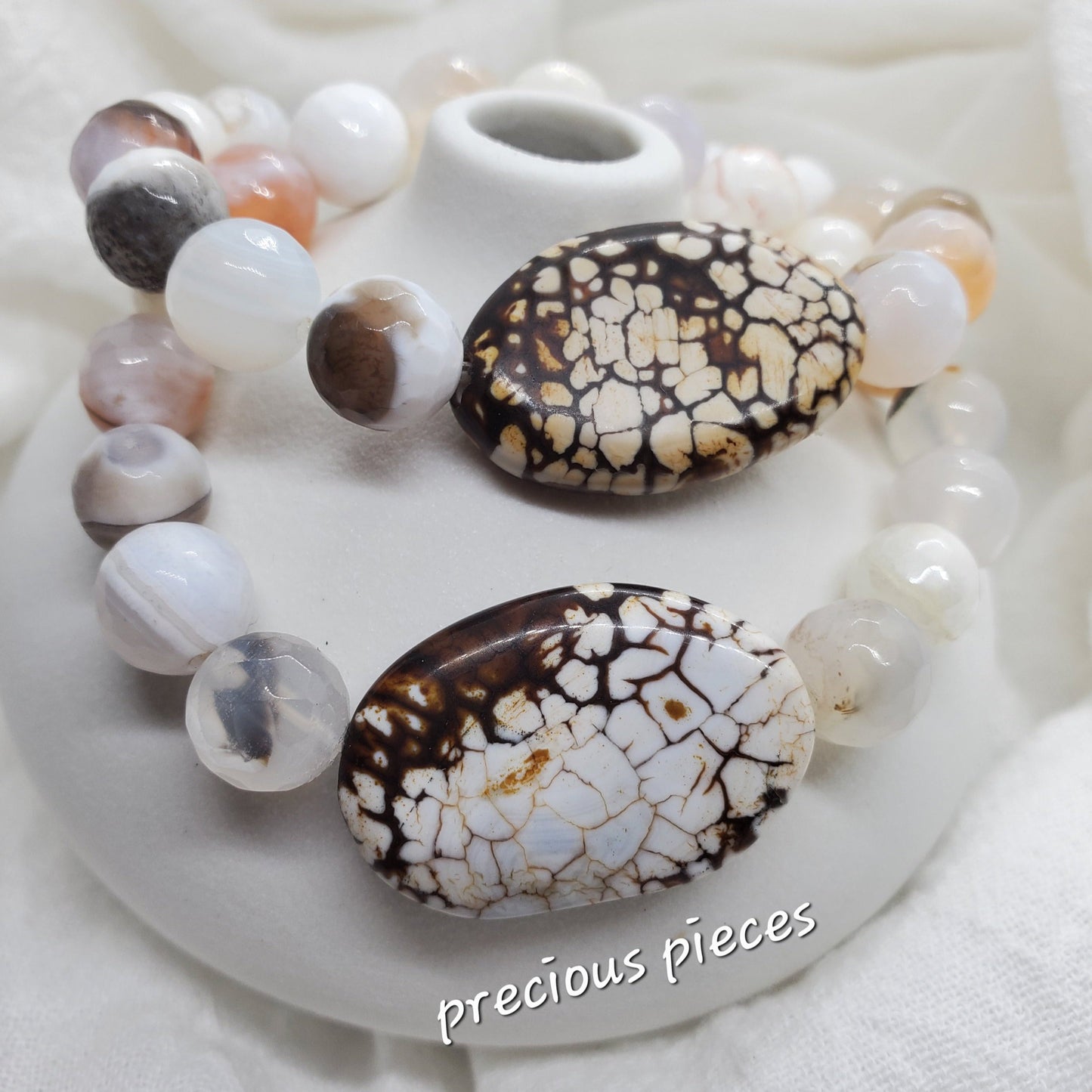 Amber Agate Beaded Bracelet